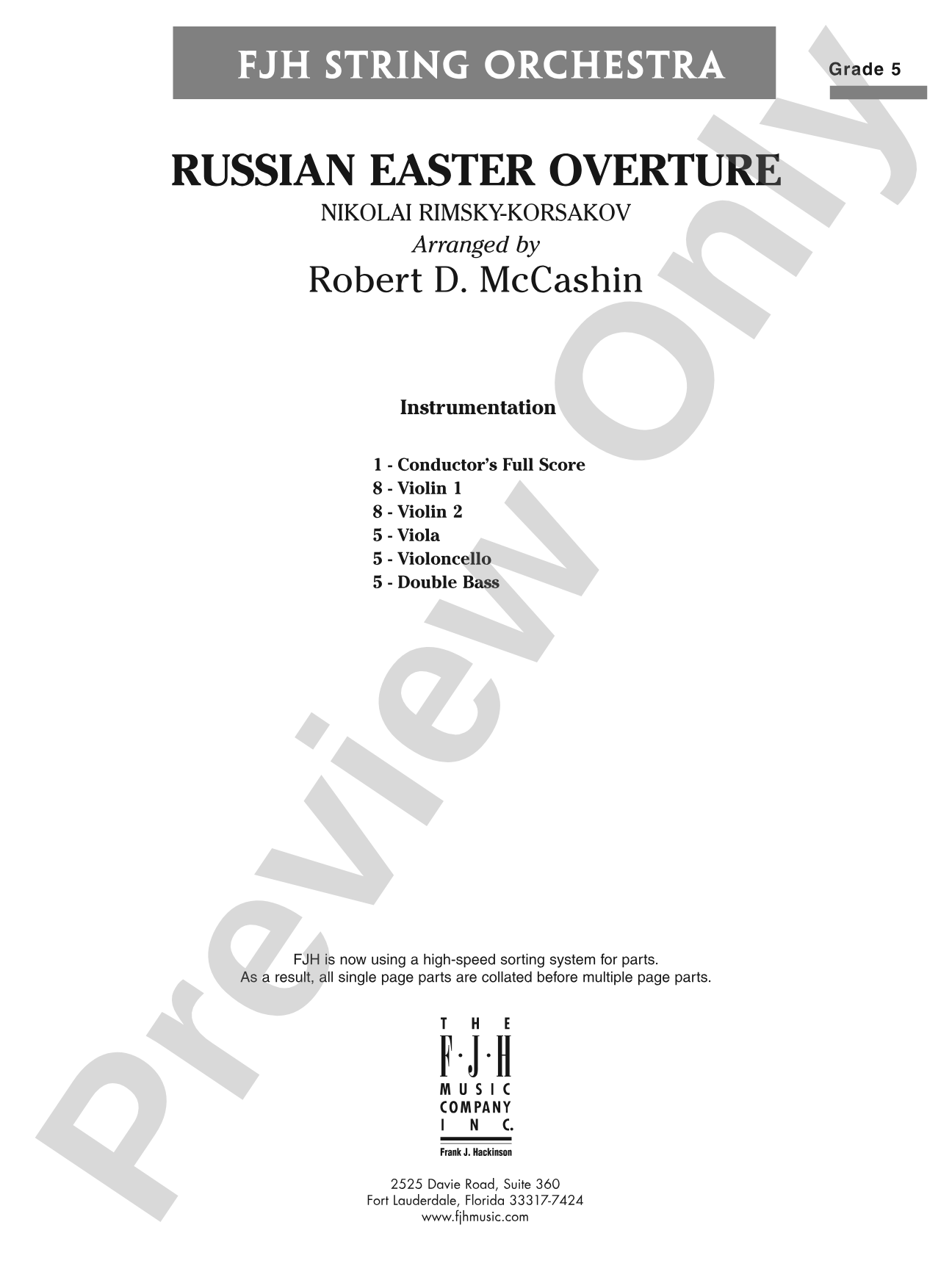 Russian Easter Overture: String Orchestra Conductor Score & Parts