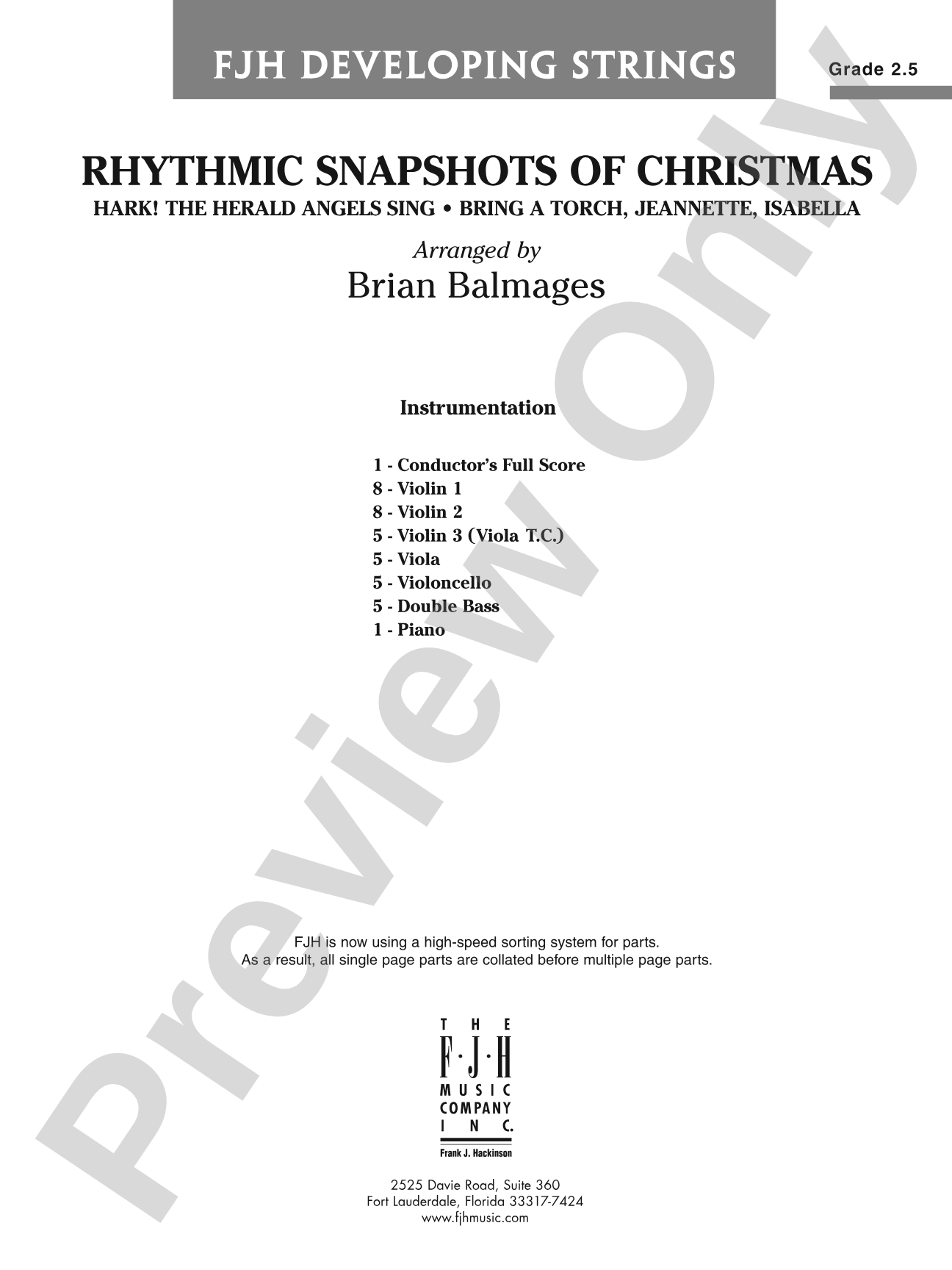 Rhythmic Snapshots of Christmas: String Orchestra Conductor Score & Parts