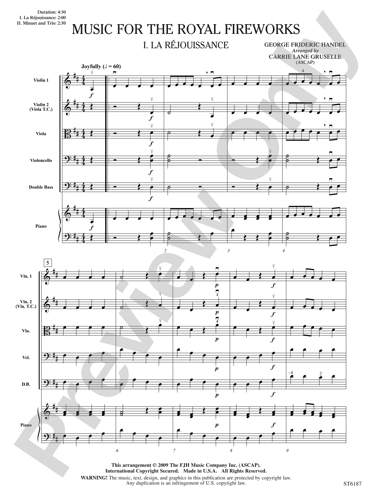 Music for the Royal Fireworks: String Orchestra Conductor Score & Parts