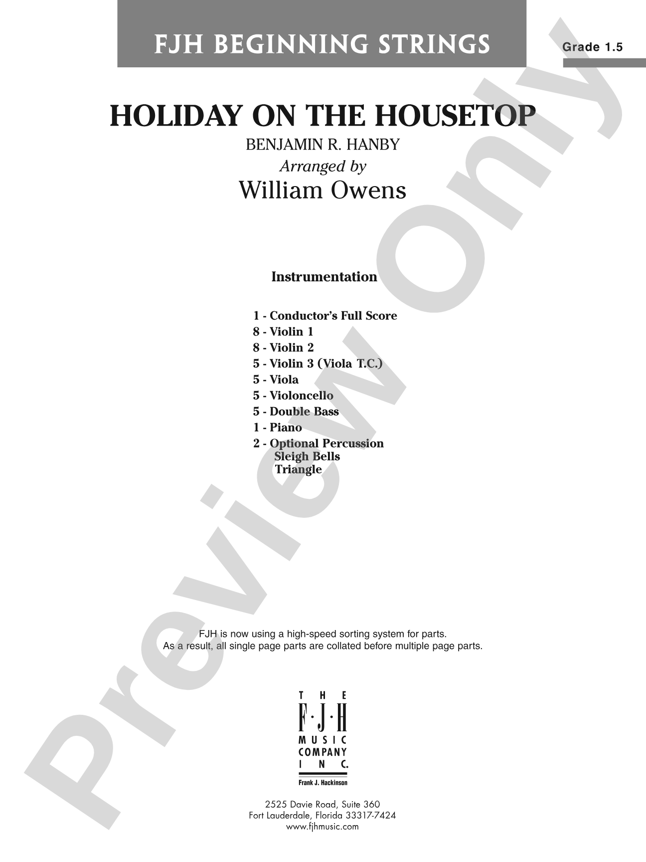 Holiday on the Housetop: String Orchestra Conductor Score & Parts