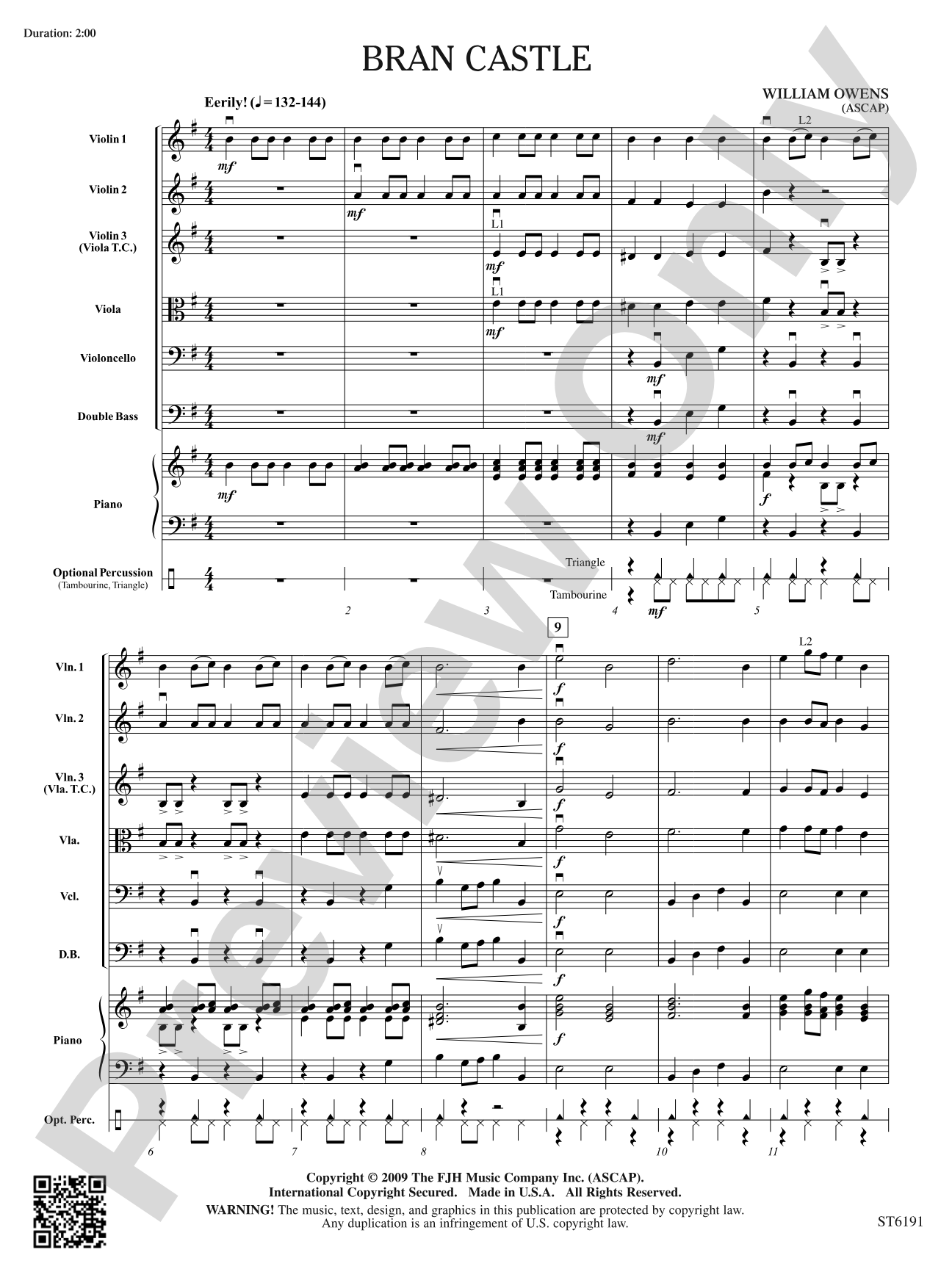 Bran Castle: String Orchestra Conductor Score & Parts