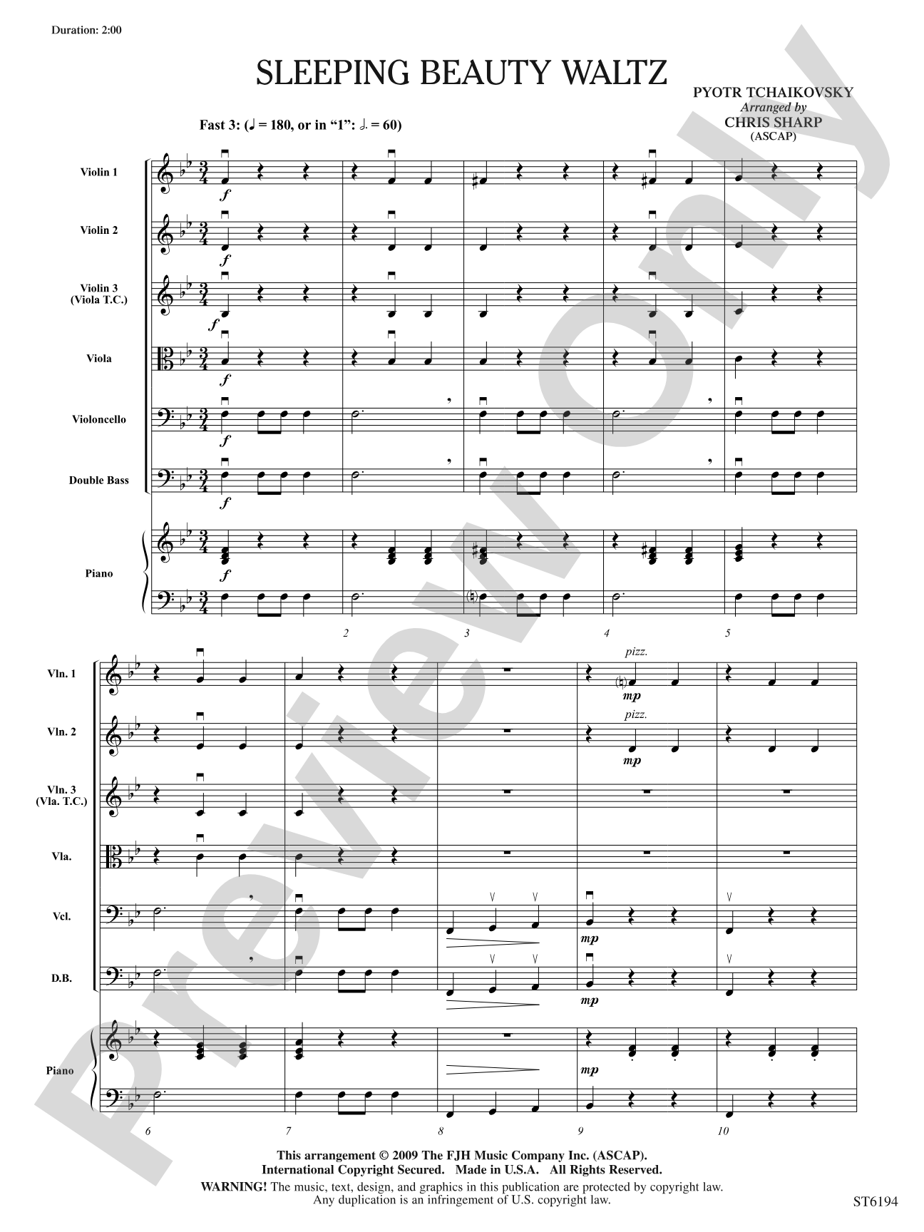 Sleeping Beauty Waltz: String Orchestra Conductor Score & Parts