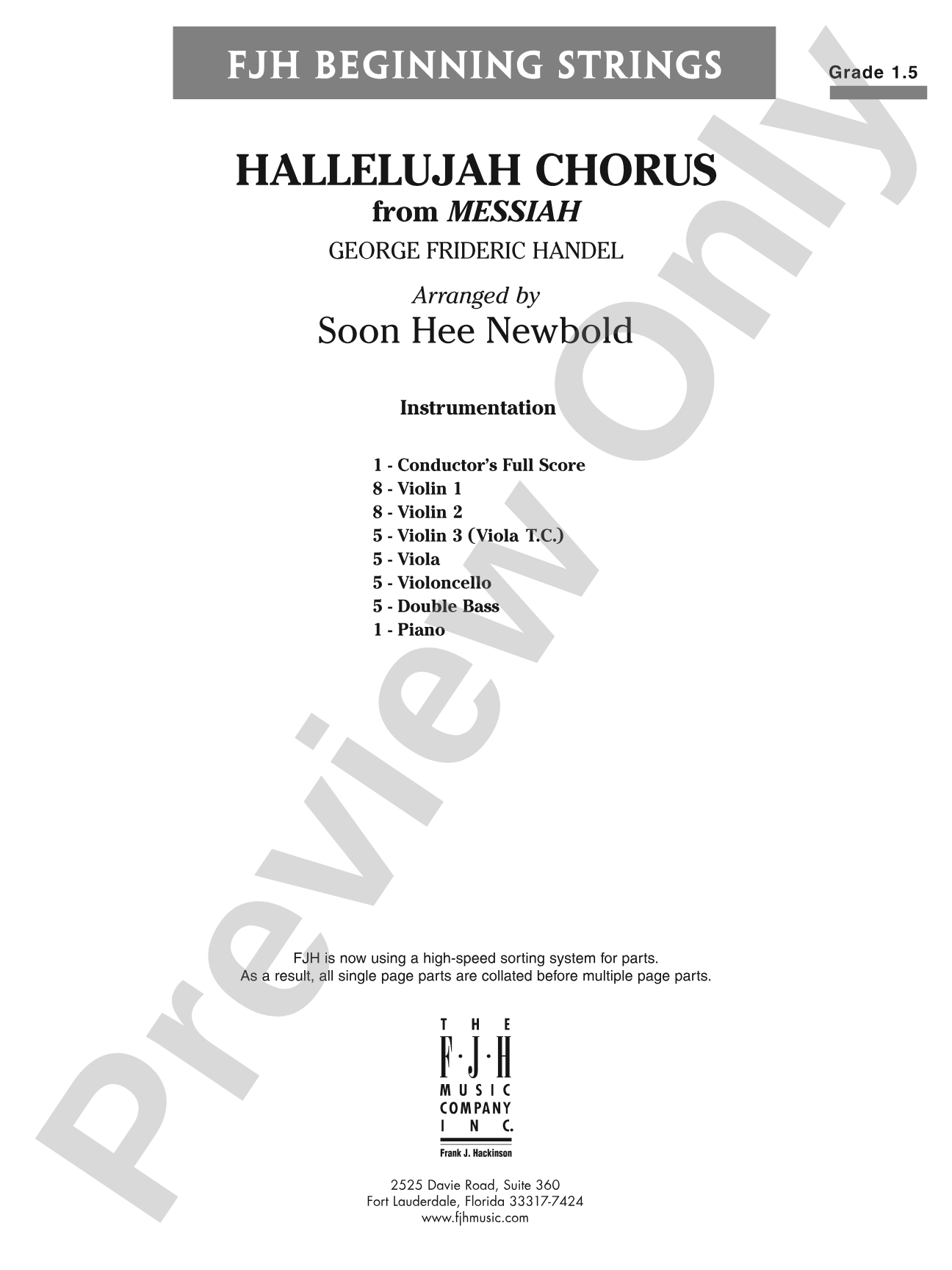 Hallelujah Chorus from Messiah: String Orchestra Conductor Score & Parts