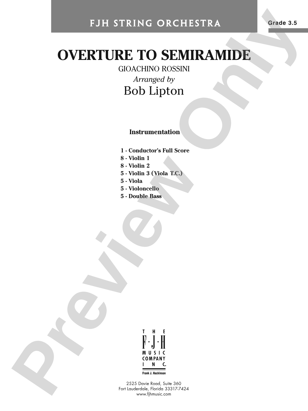 Overture to Semiramide: Score