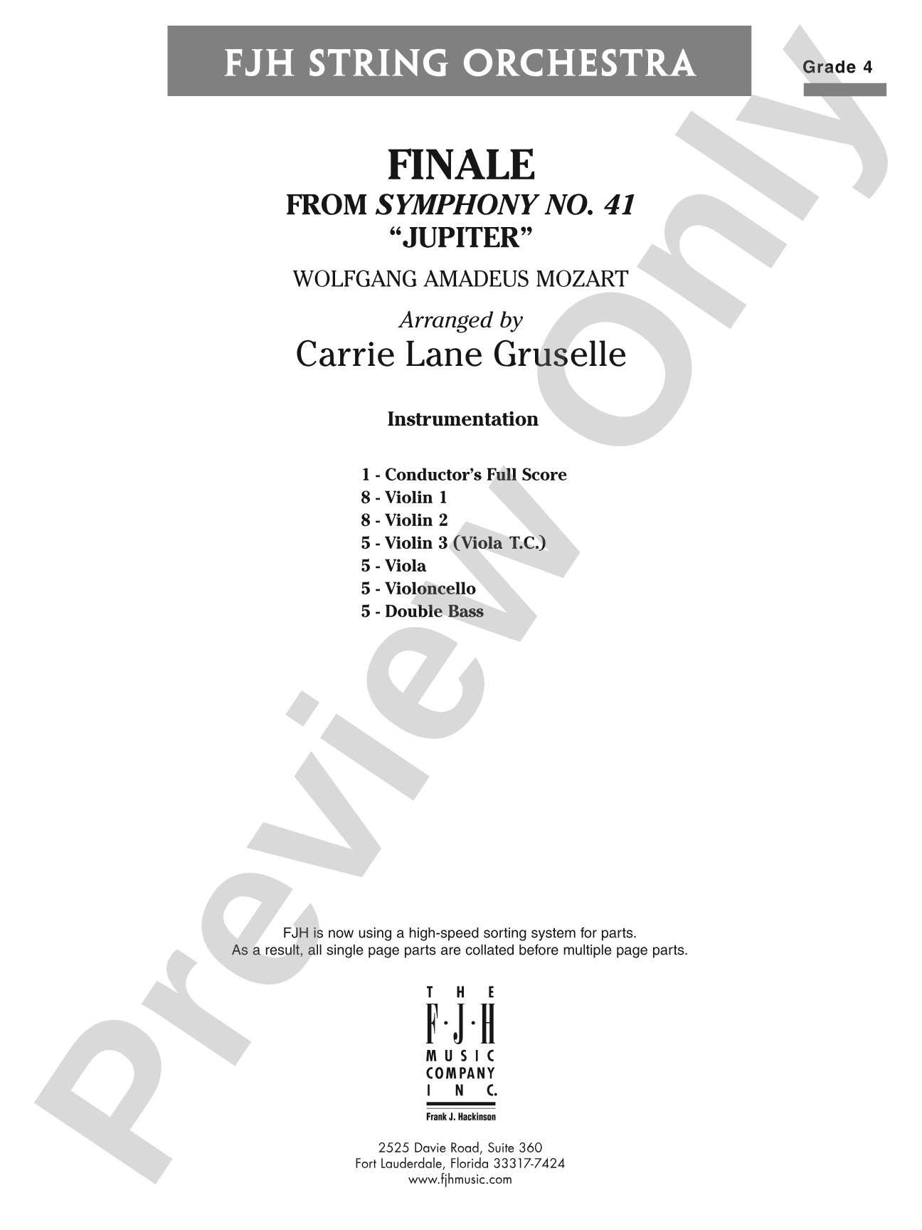 Finale from Symphony No. 41 "Jupiter": String Orchestra Conductor Score & Parts