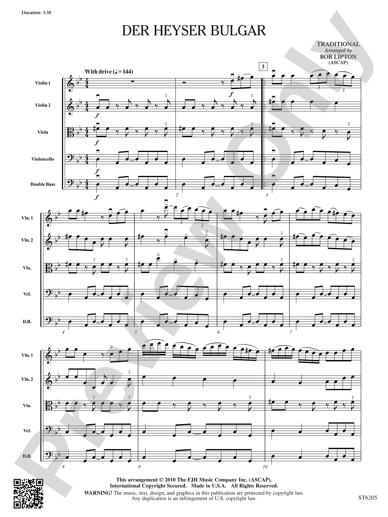 Der Heyser Bulgar: String Orchestra Conductor Score & Parts