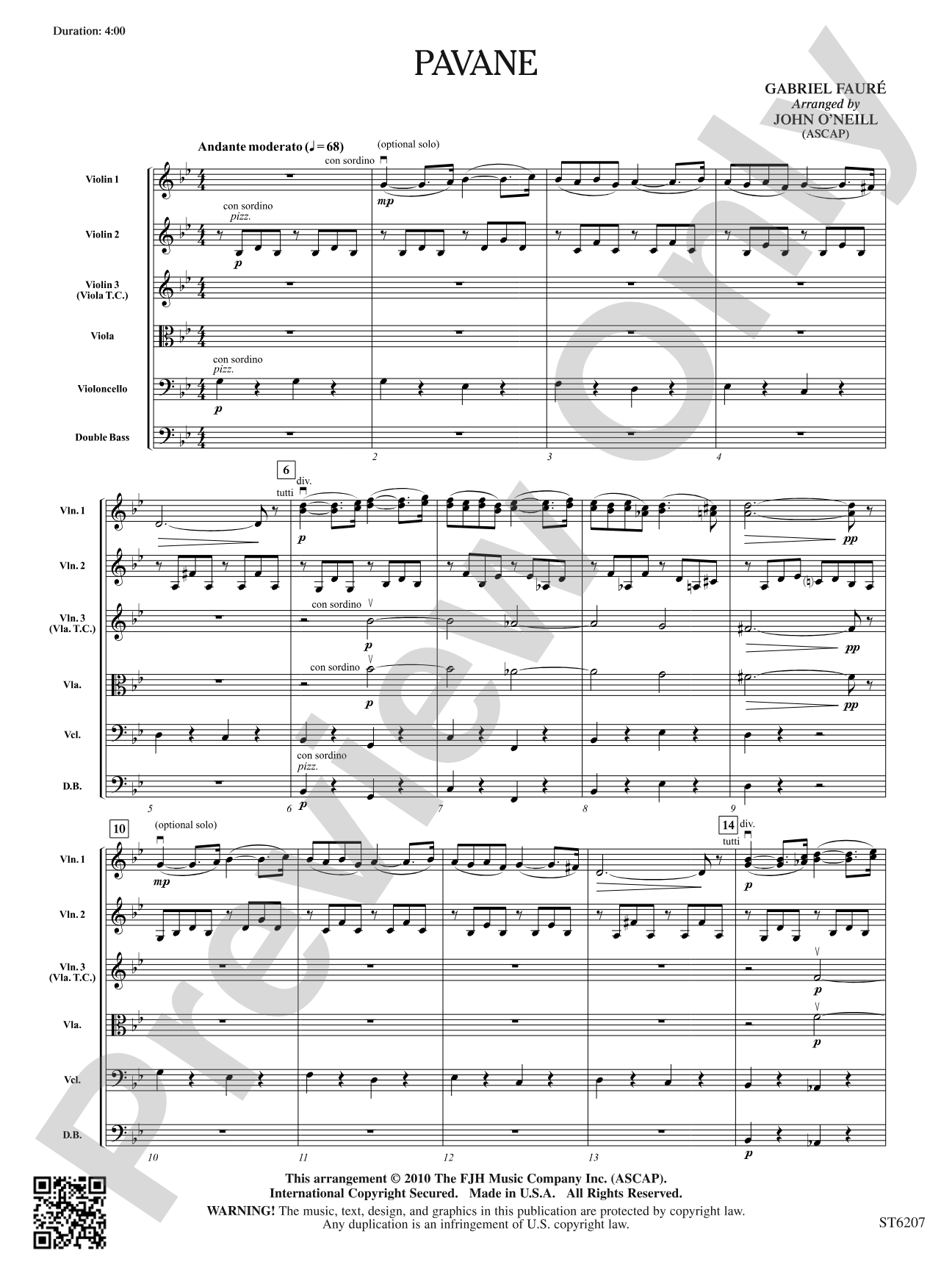 Pavane: String Orchestra Conductor Score & Parts