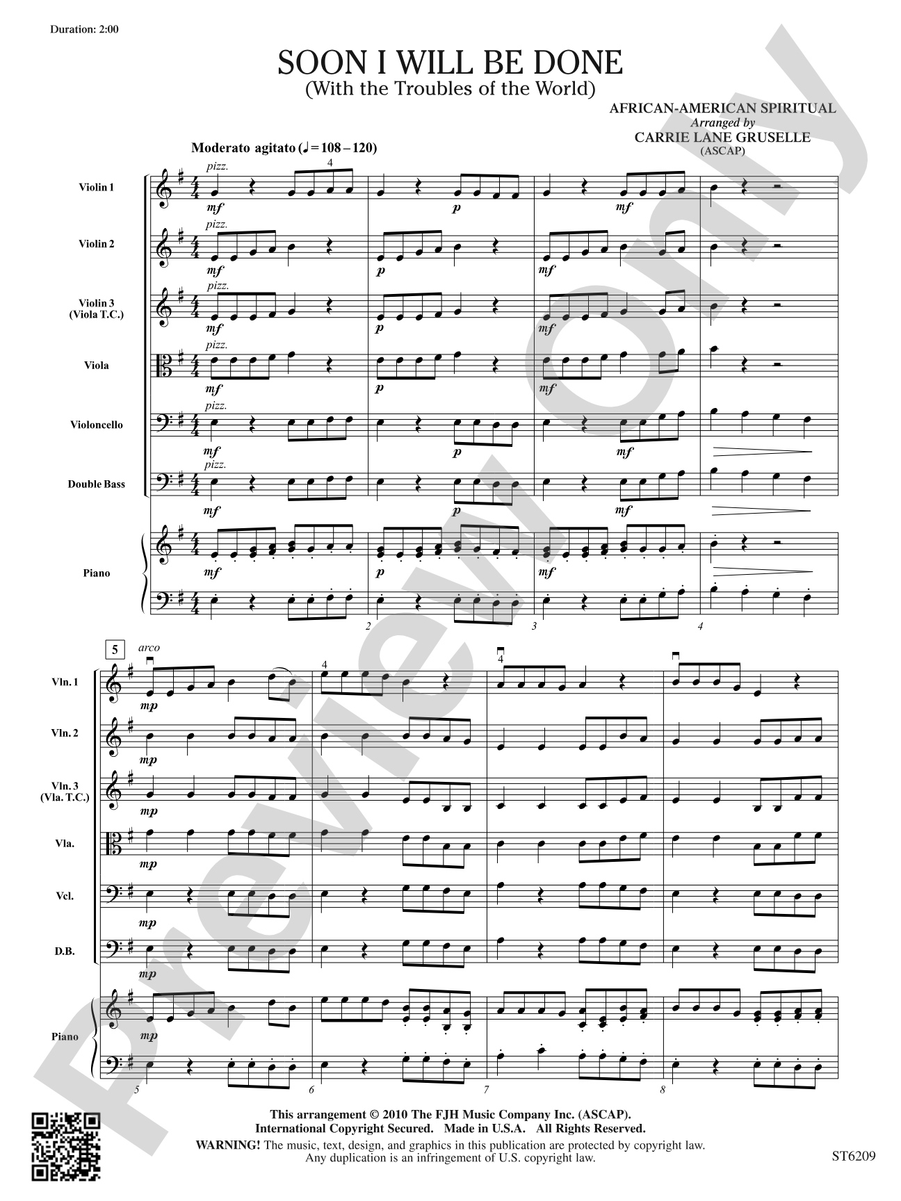 Soon I Will Be Done: String Orchestra Conductor Score & Parts
