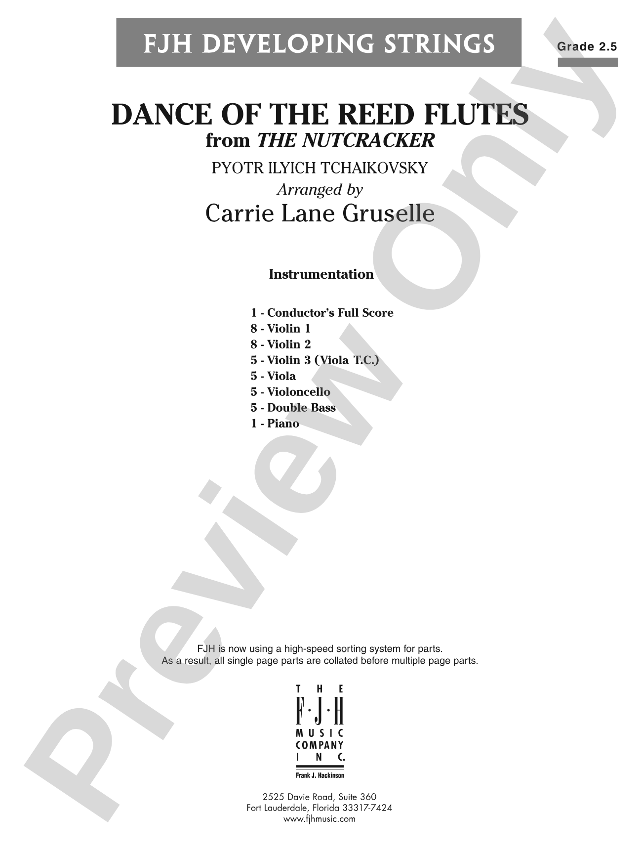 Dance of the Reed Flutes from The Nutcracker: String Orchestra Conductor Score & Parts