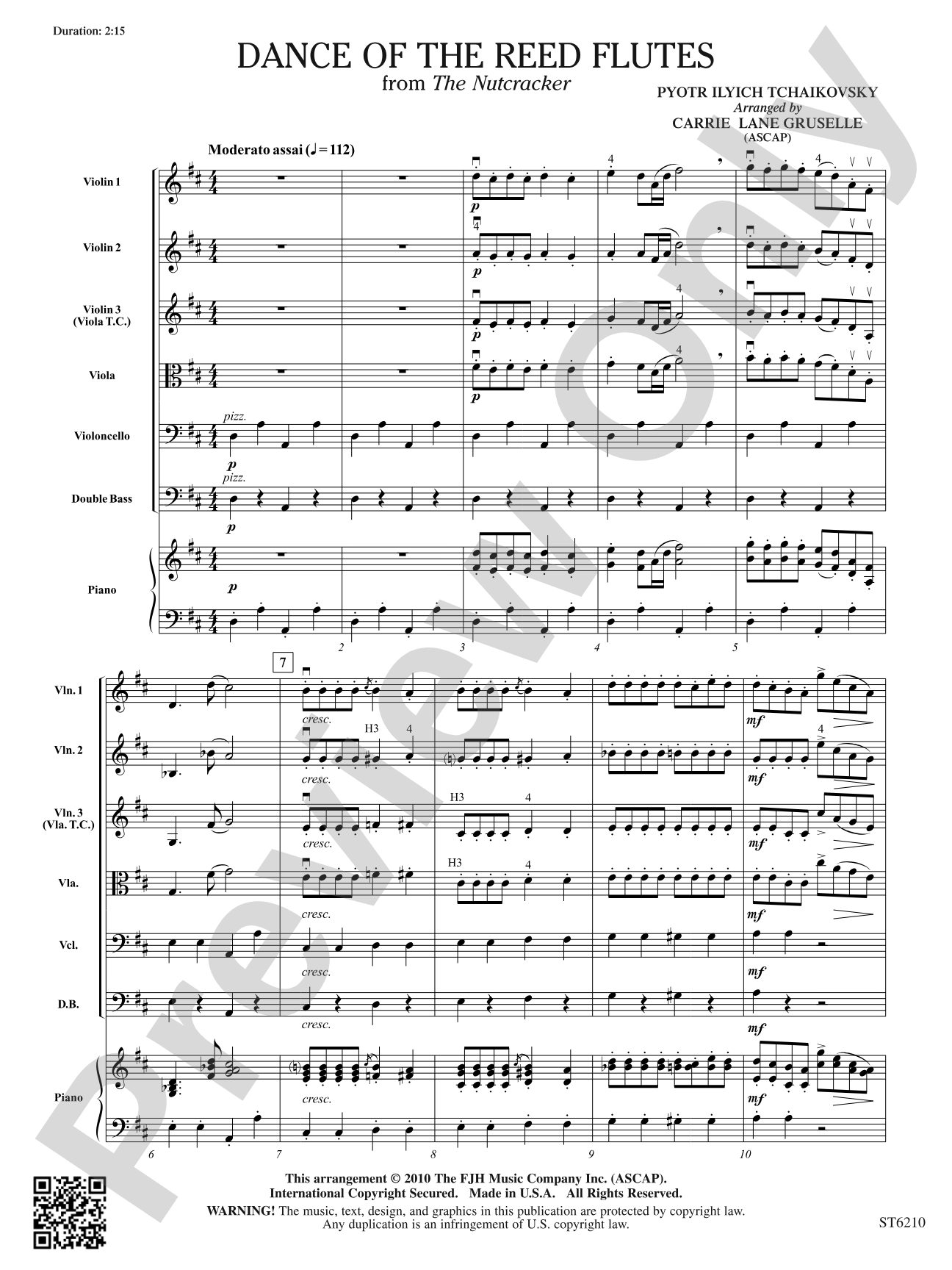 Dance of the Reed Flutes from The Nutcracker: String Orchestra Conductor Score & Parts