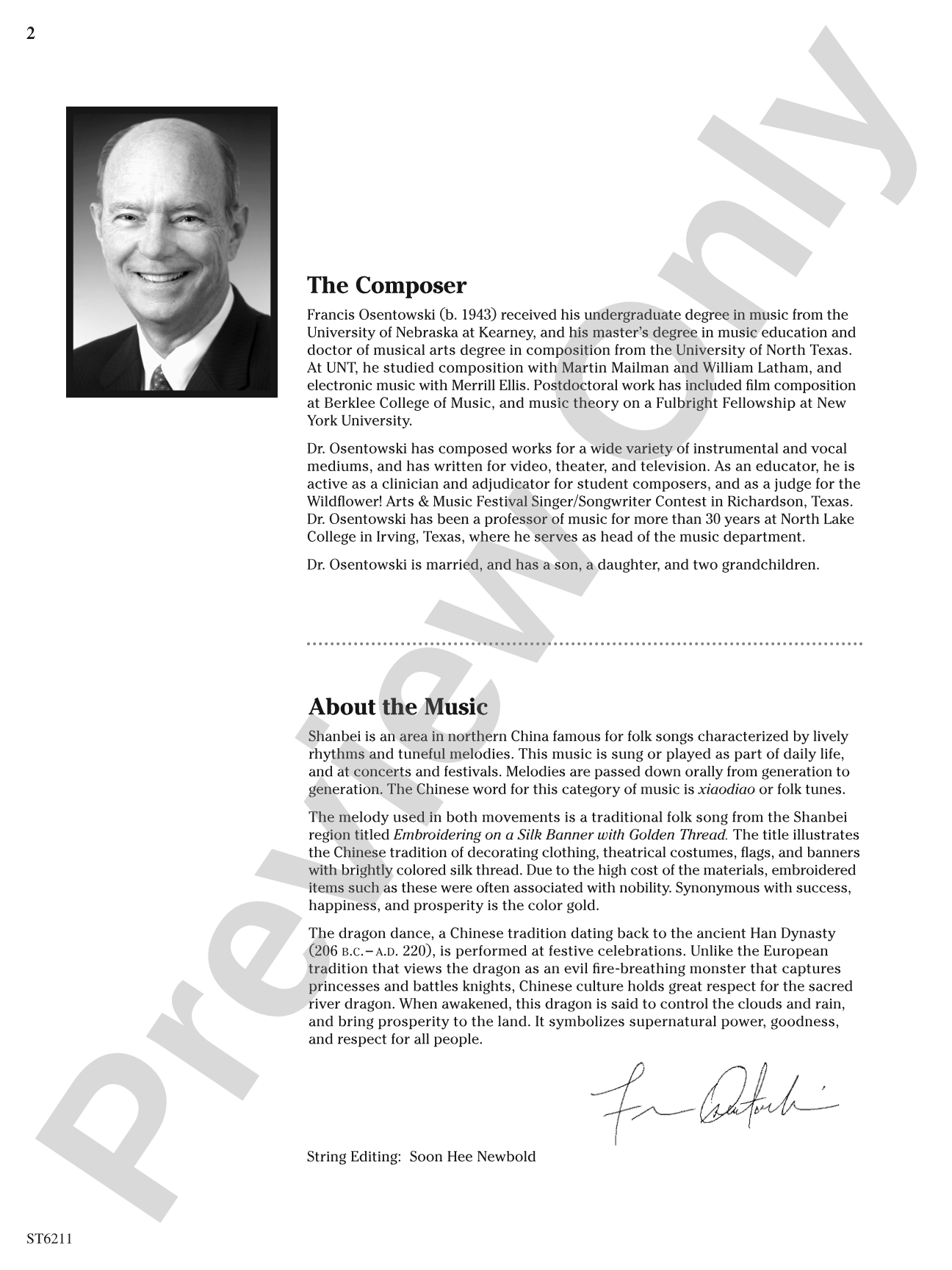 Fantasy on a Chinese Theme: String Orchestra Conductor Score & Parts