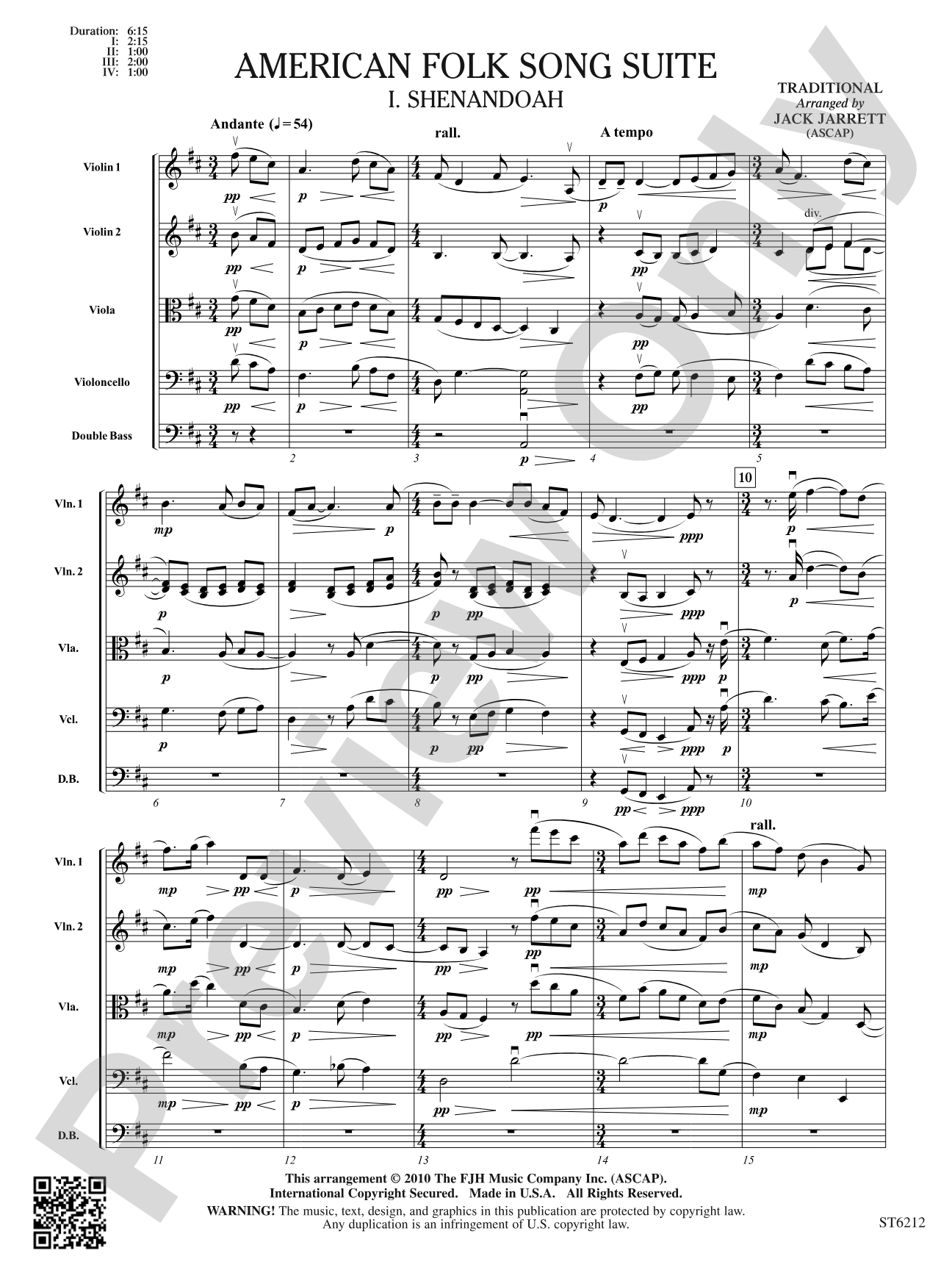 American Folk Song Suite: String Orchestra Conductor Score & Parts
