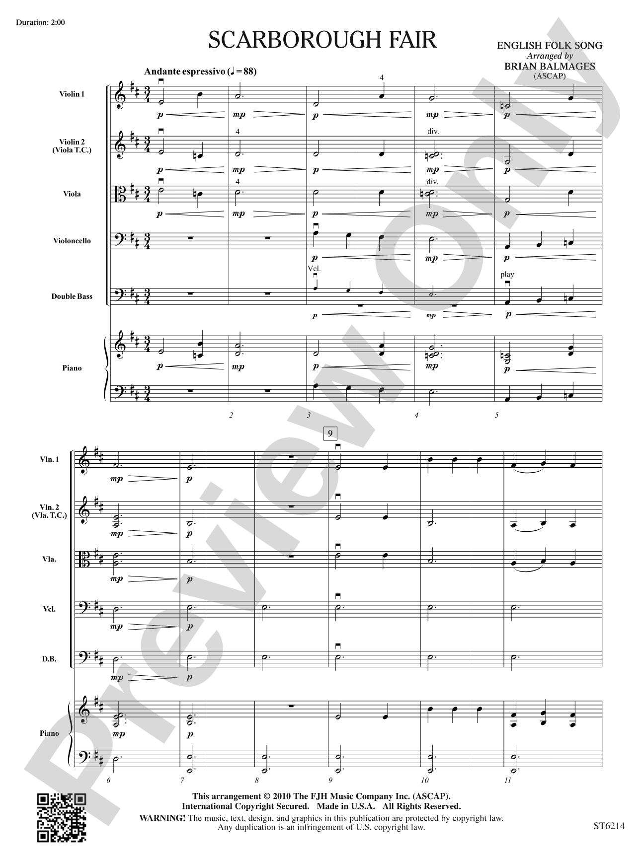Scarborough Fair: String Orchestra Conductor Score & Parts