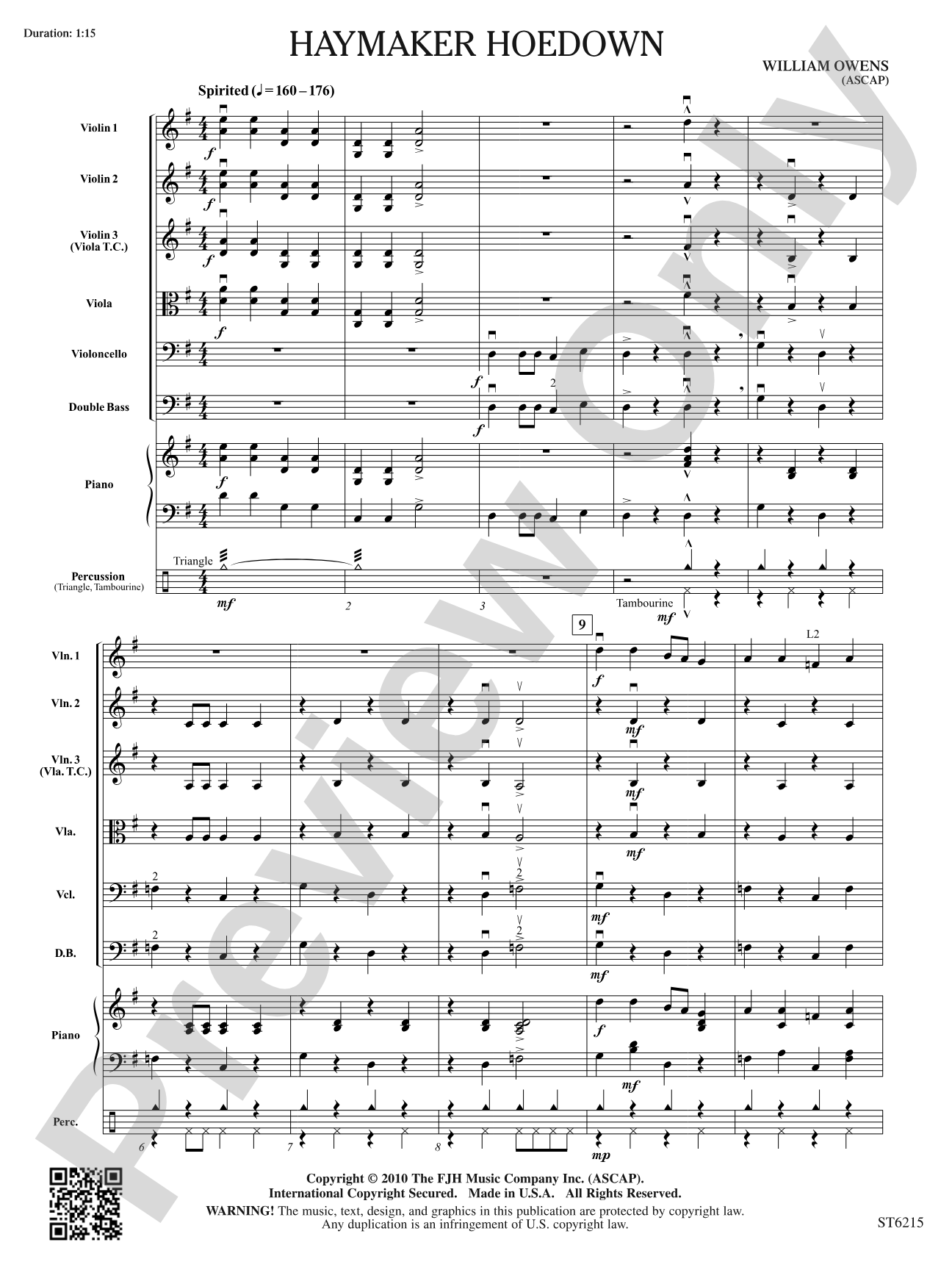 Haymaker Hoedown: String Orchestra Conductor Score & Parts