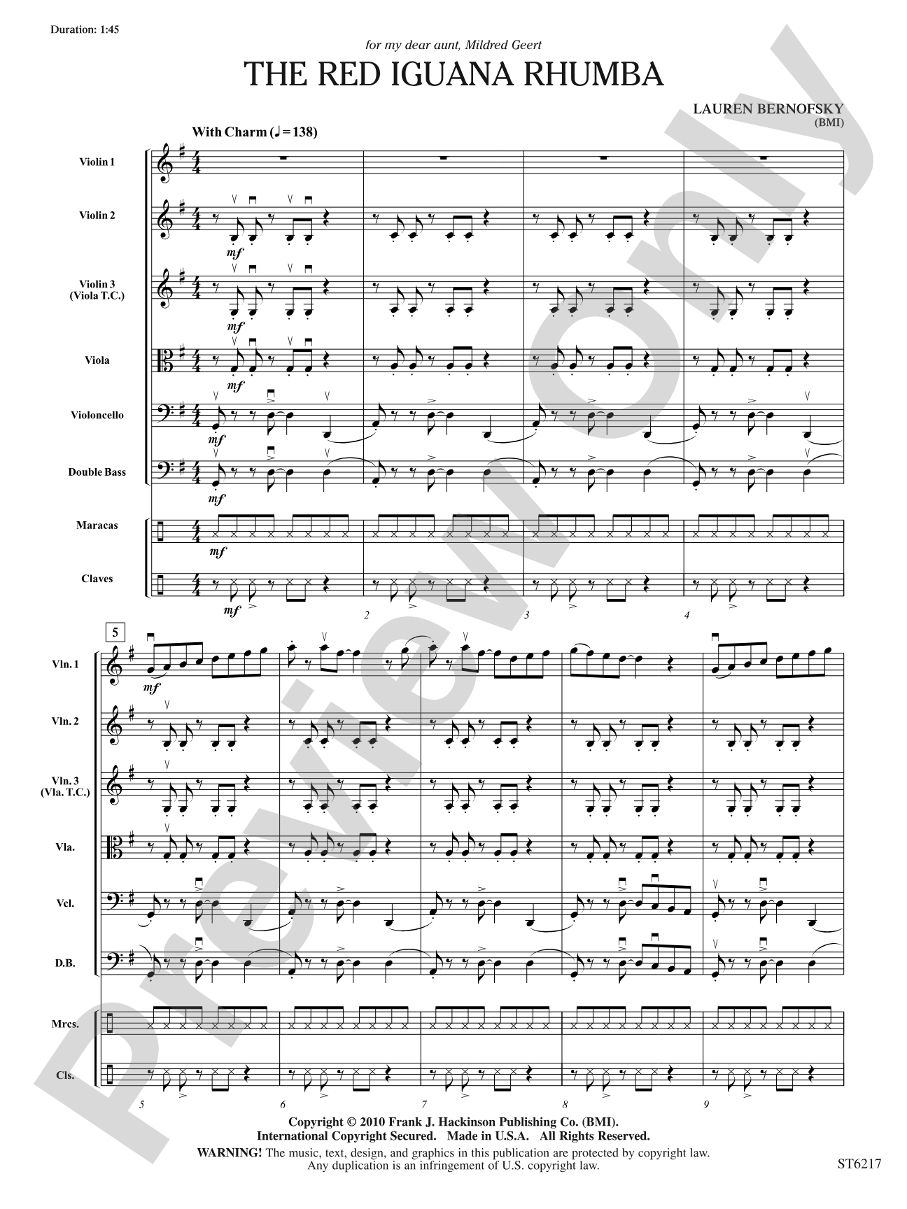 The Red Iguana Rhumba: String Orchestra Conductor Score & Parts