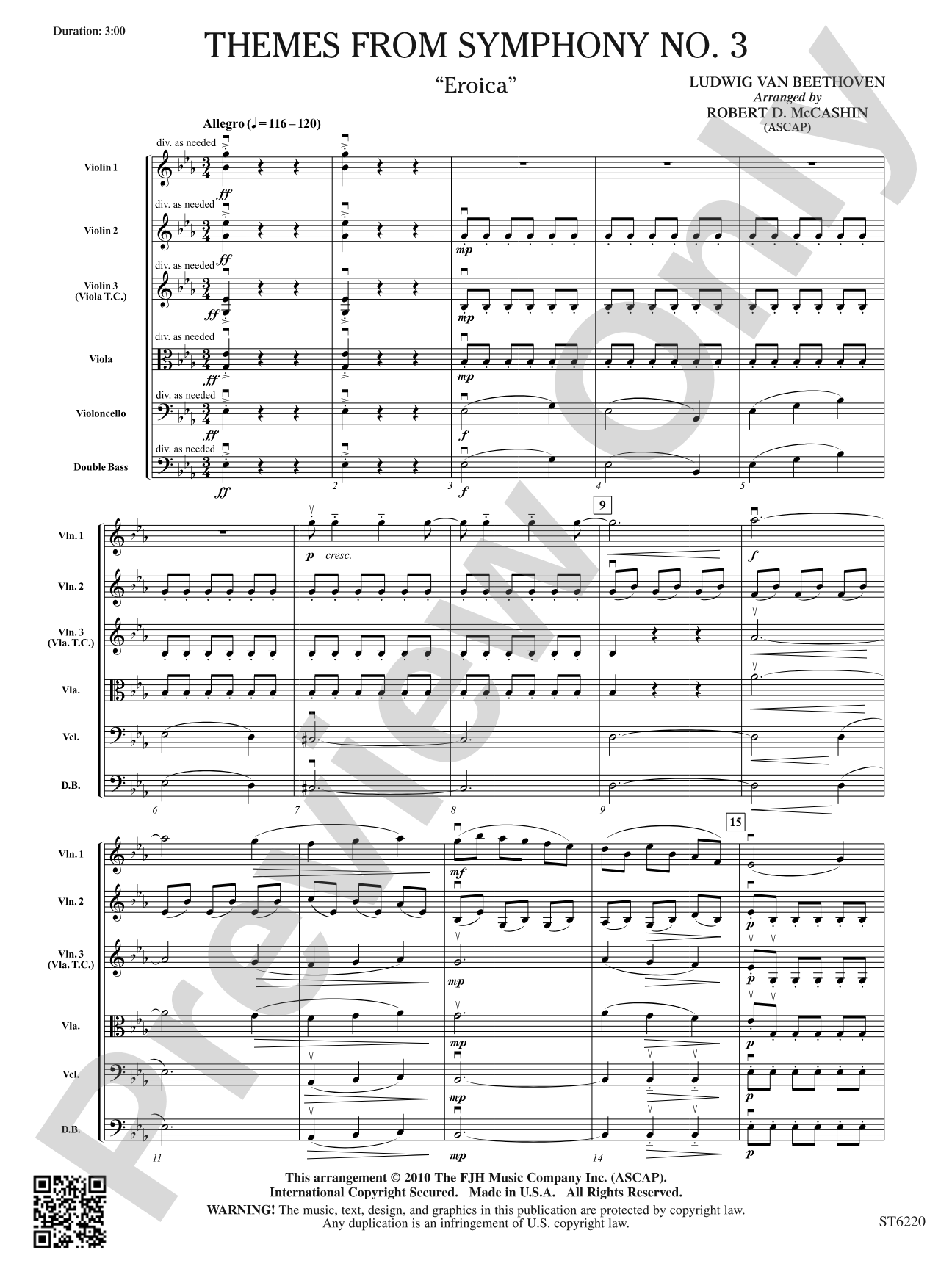 Themes from Symphony No. 3 "Eroica": String Orchestra Conductor Score & Parts