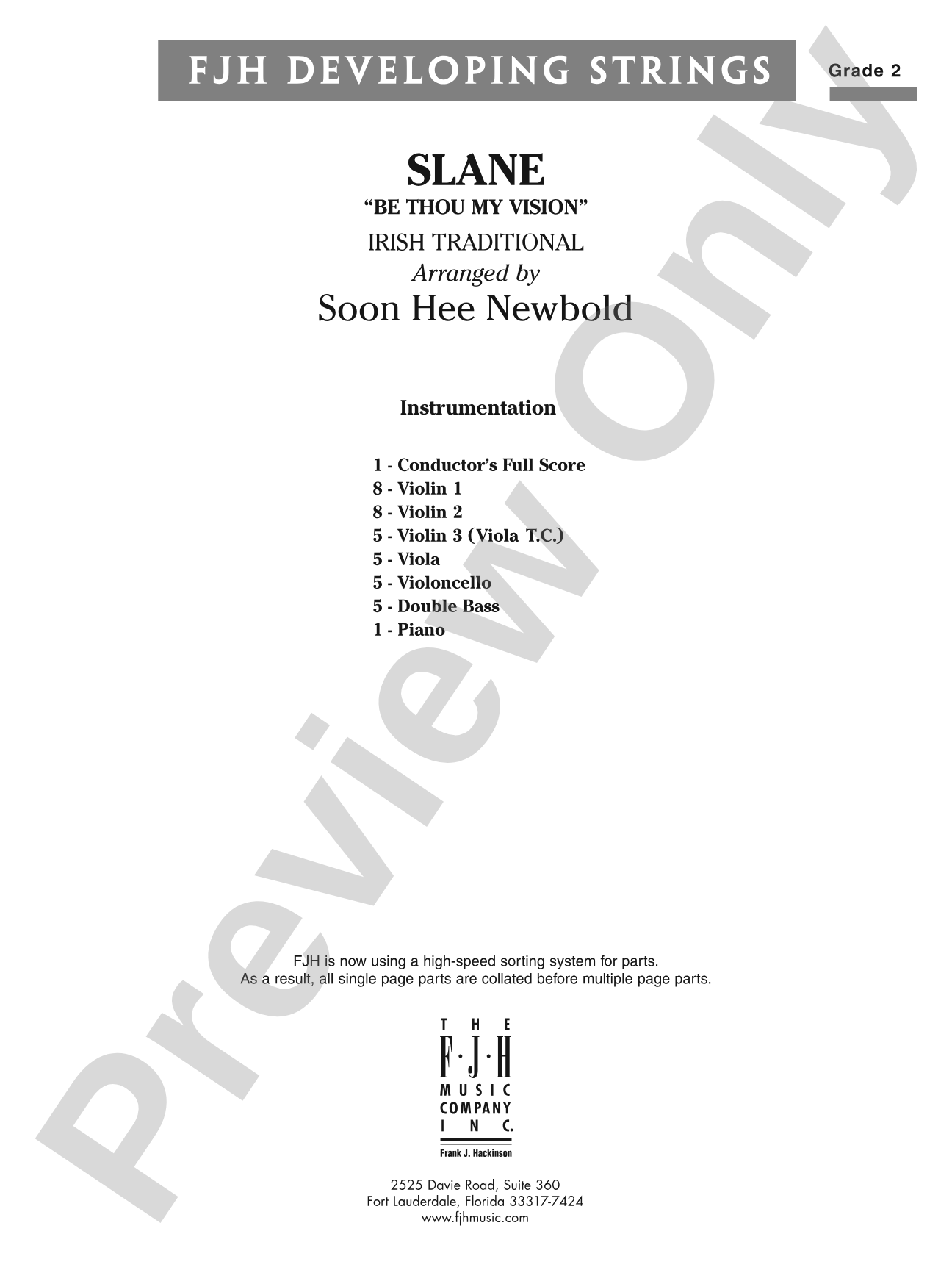 Slane (Be Thou My Vision): String Orchestra Conductor Score & Parts