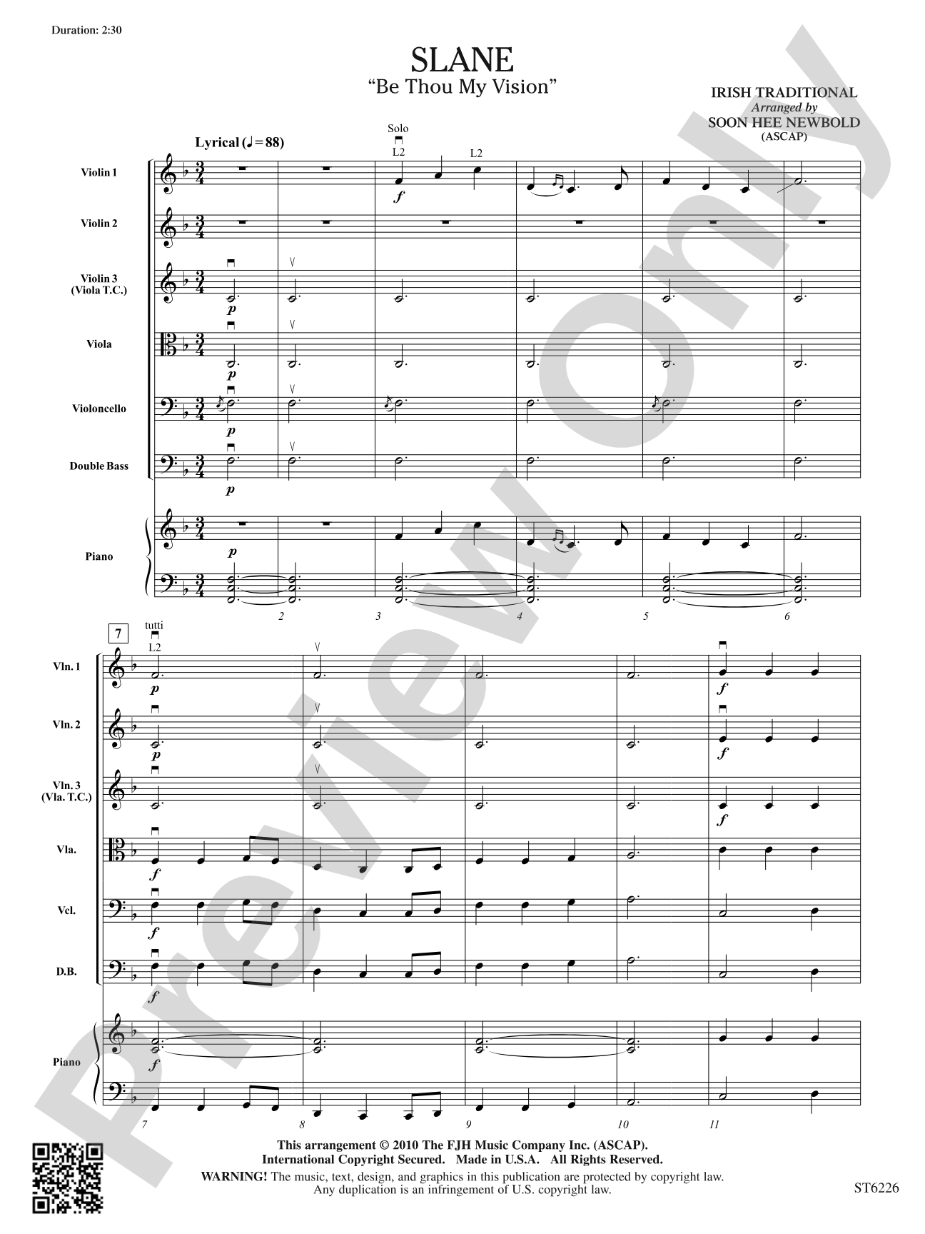 Slane (Be Thou My Vision): String Orchestra Conductor Score & Parts