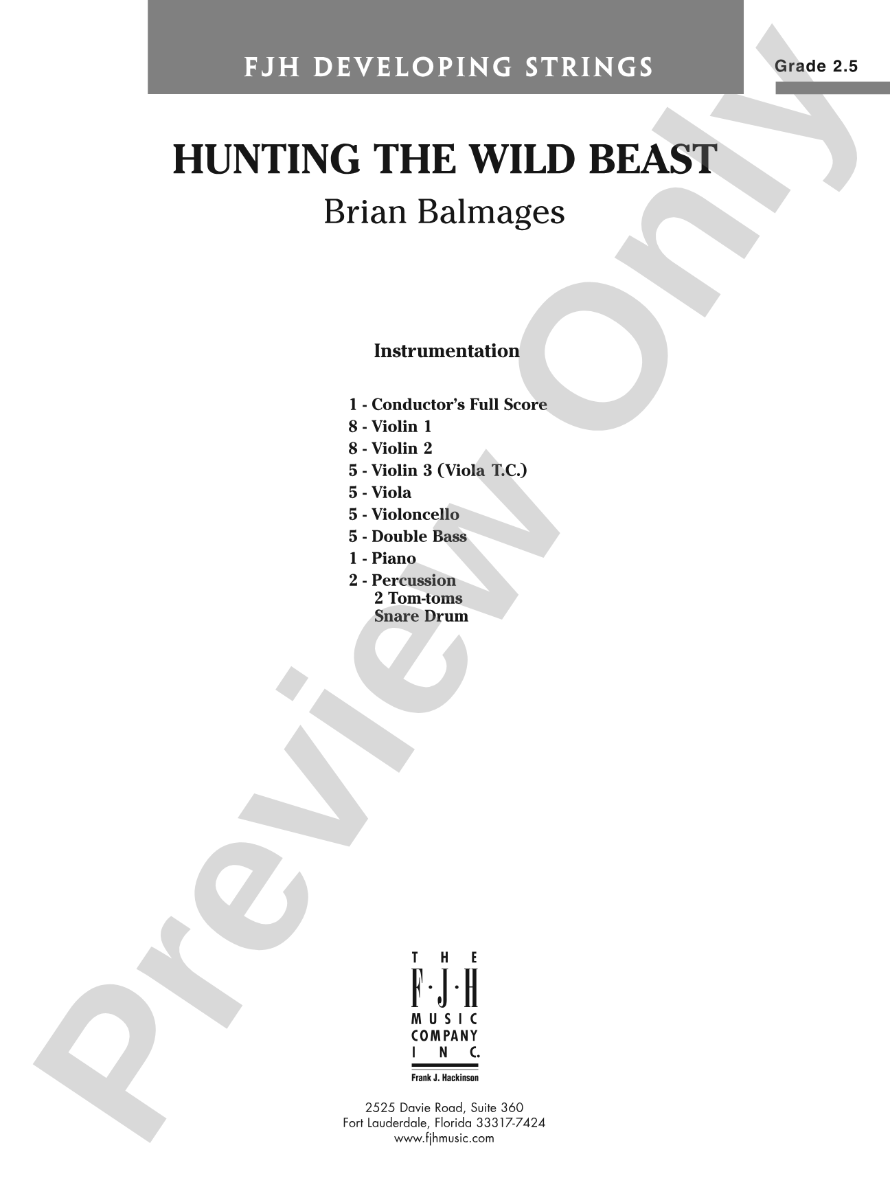 Hunting the Wild Beast: String Orchestra Conductor Score & Parts