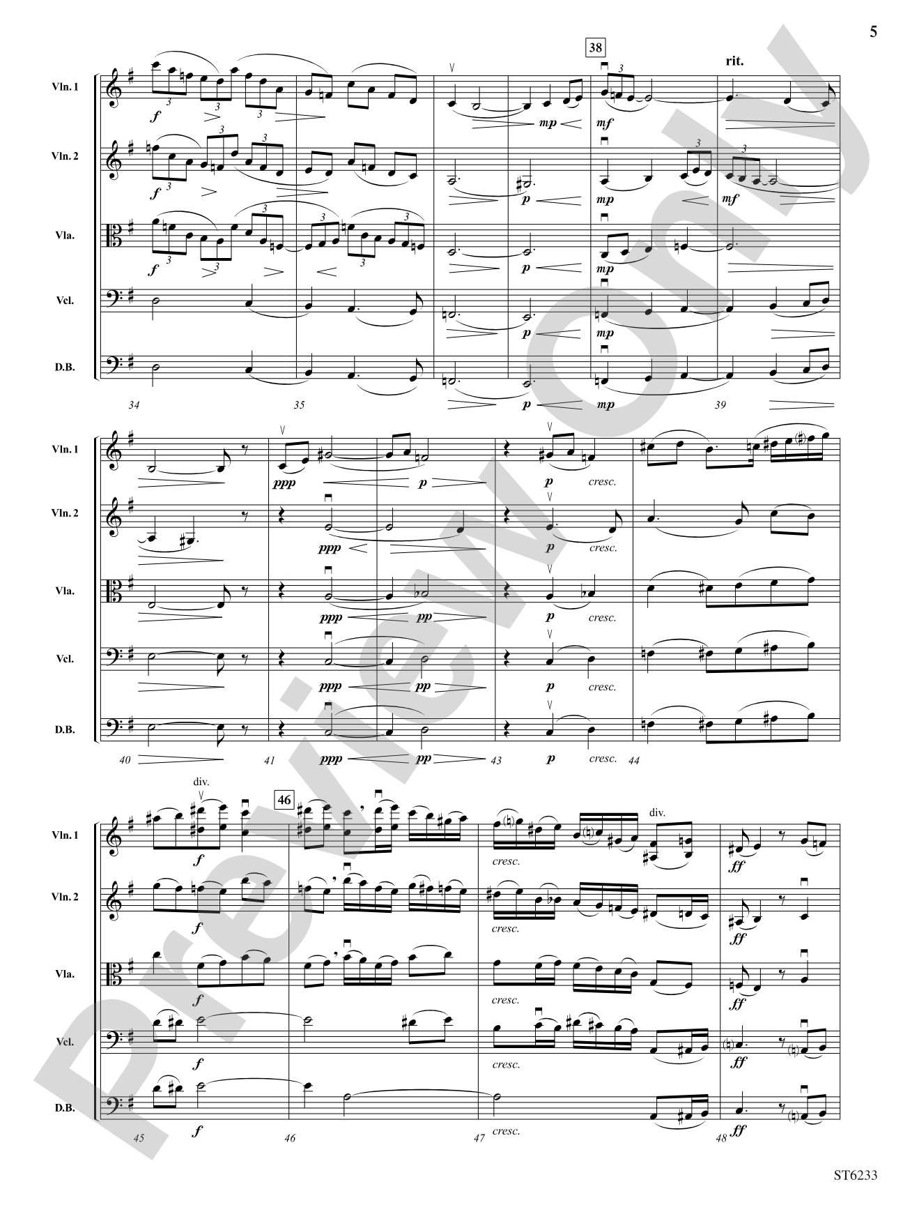 Meditation: String Orchestra Conductor Score & Parts