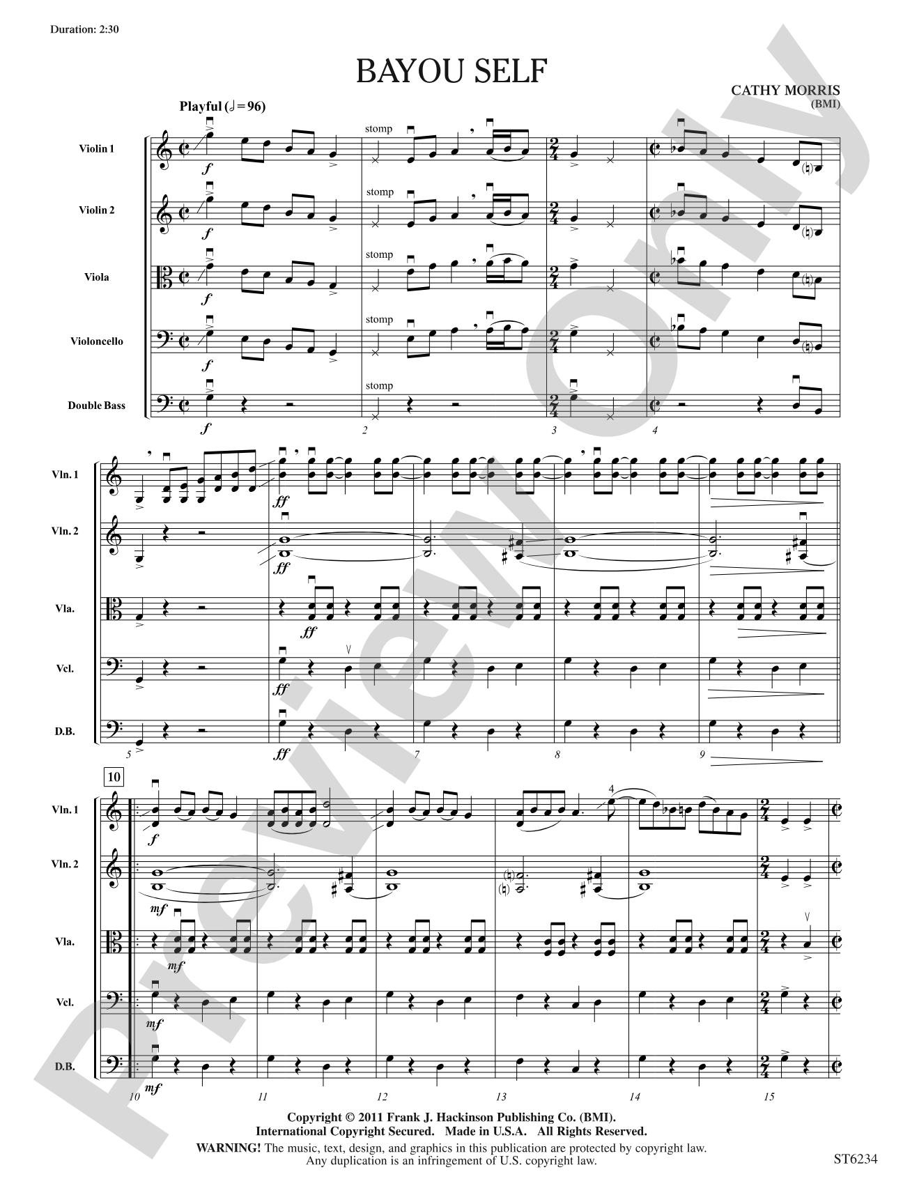 Bayou Self: String Orchestra Conductor Score & Parts