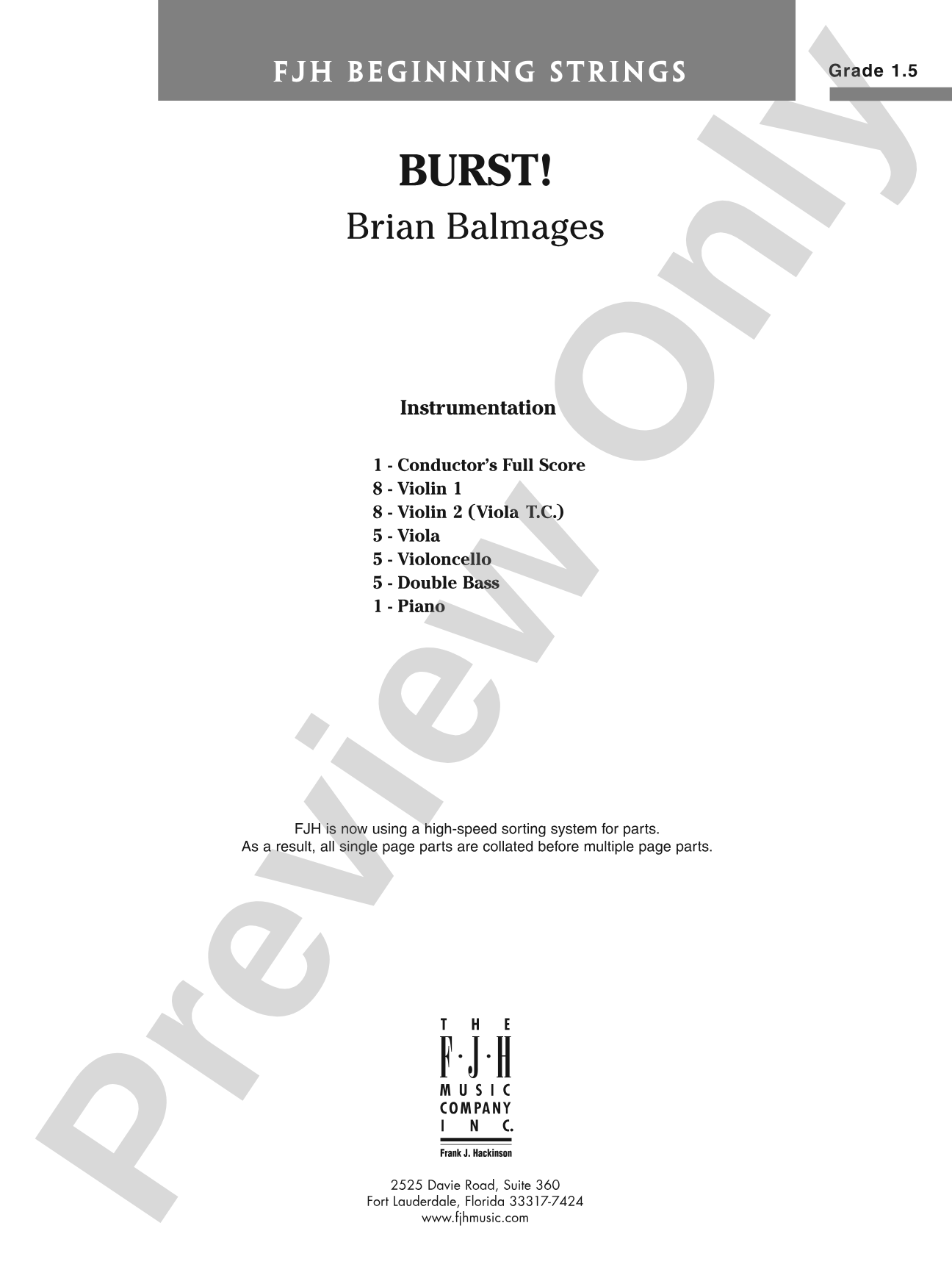 Burst!: String Orchestra Conductor Score & Parts