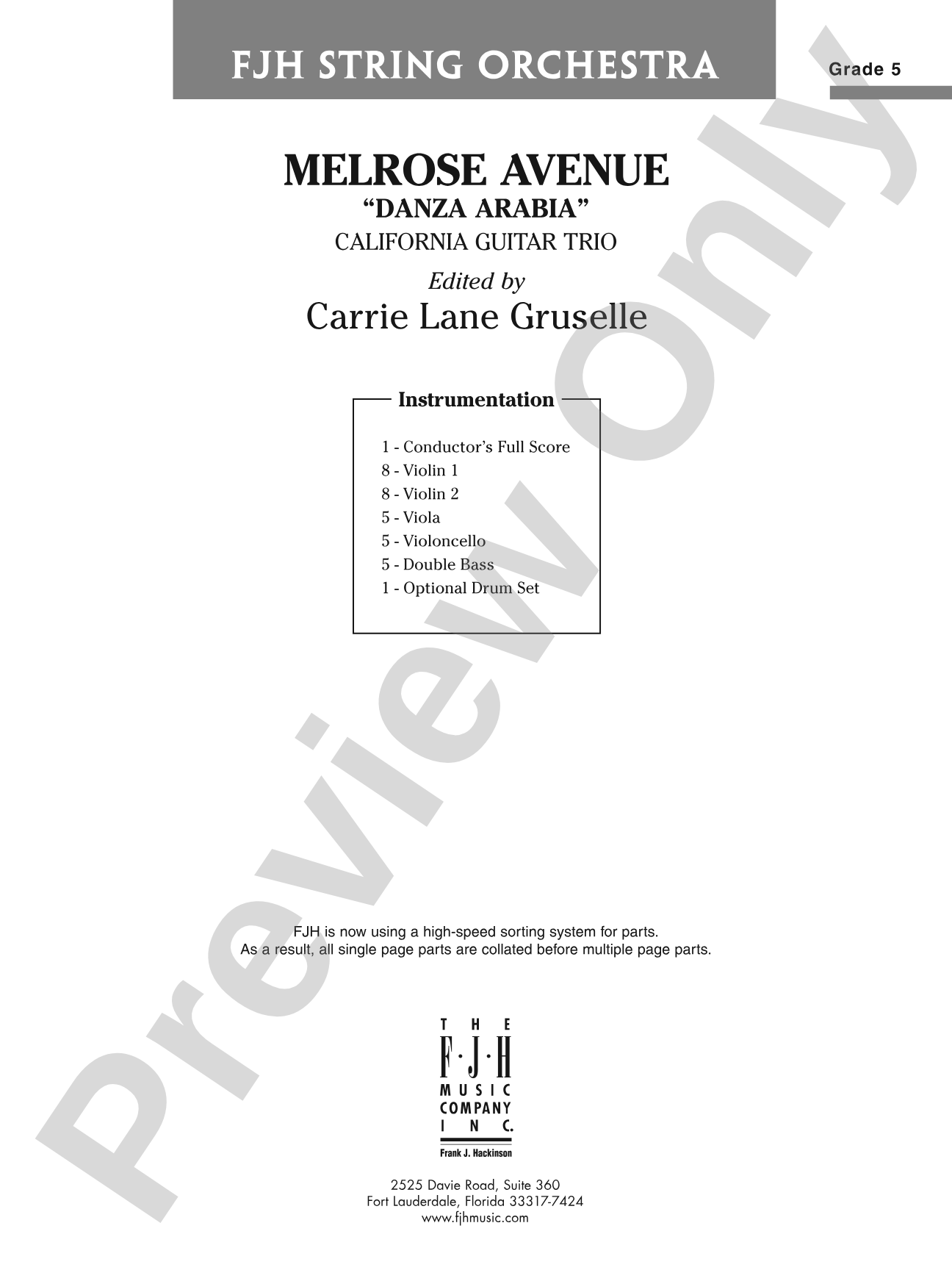 Melrose Avenue: String Orchestra Conductor Score & Parts