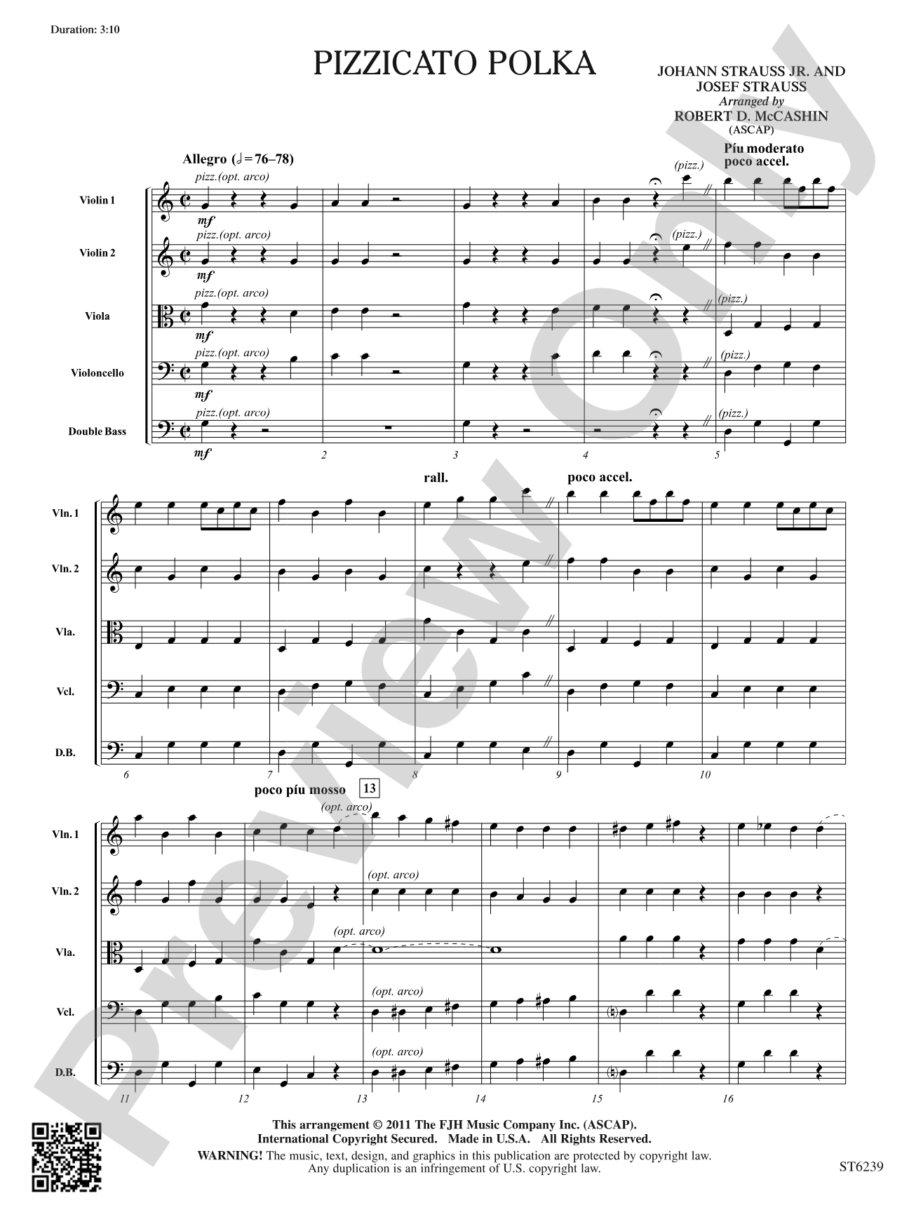 Pizzicato Polka: String Orchestra Conductor Score & Parts