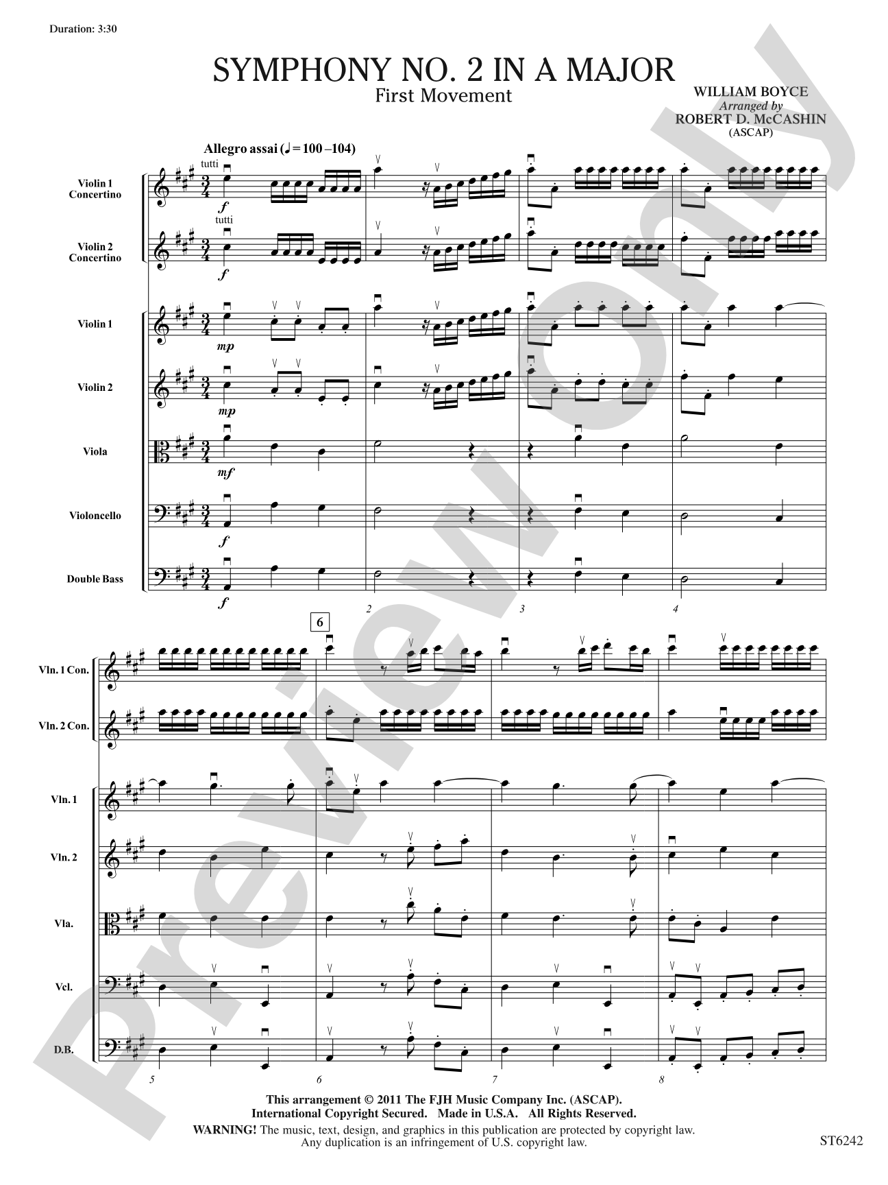 Symphony No 2 in A Major: String Orchestra Conductor Score & Parts
