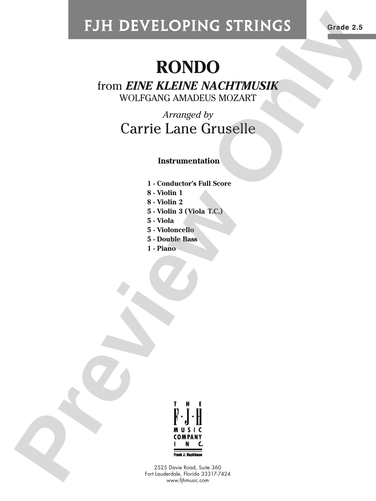 Rondo from Eine Kleine Nachtmusik: String Orchestra Conductor Score & Parts