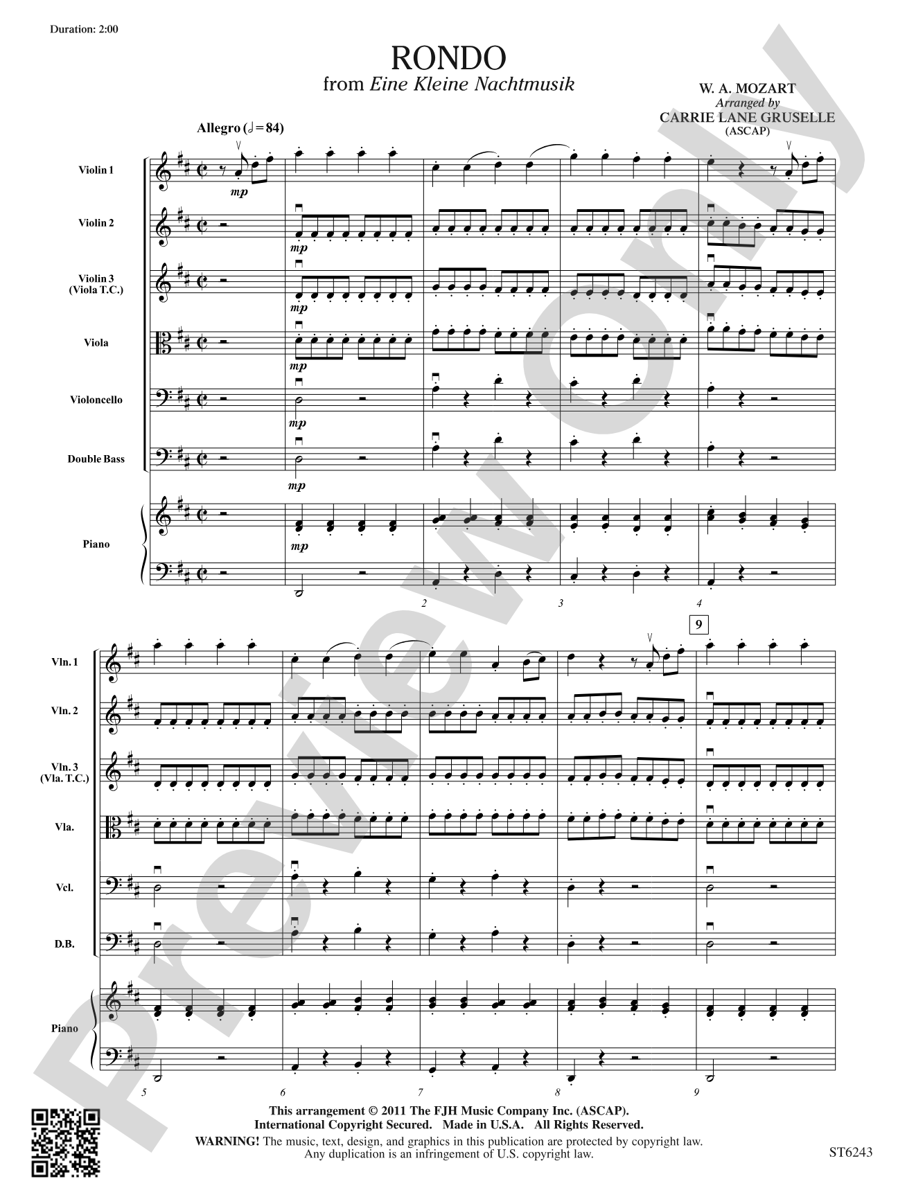 Rondo from Eine Kleine Nachtmusik: String Orchestra Conductor Score & Parts