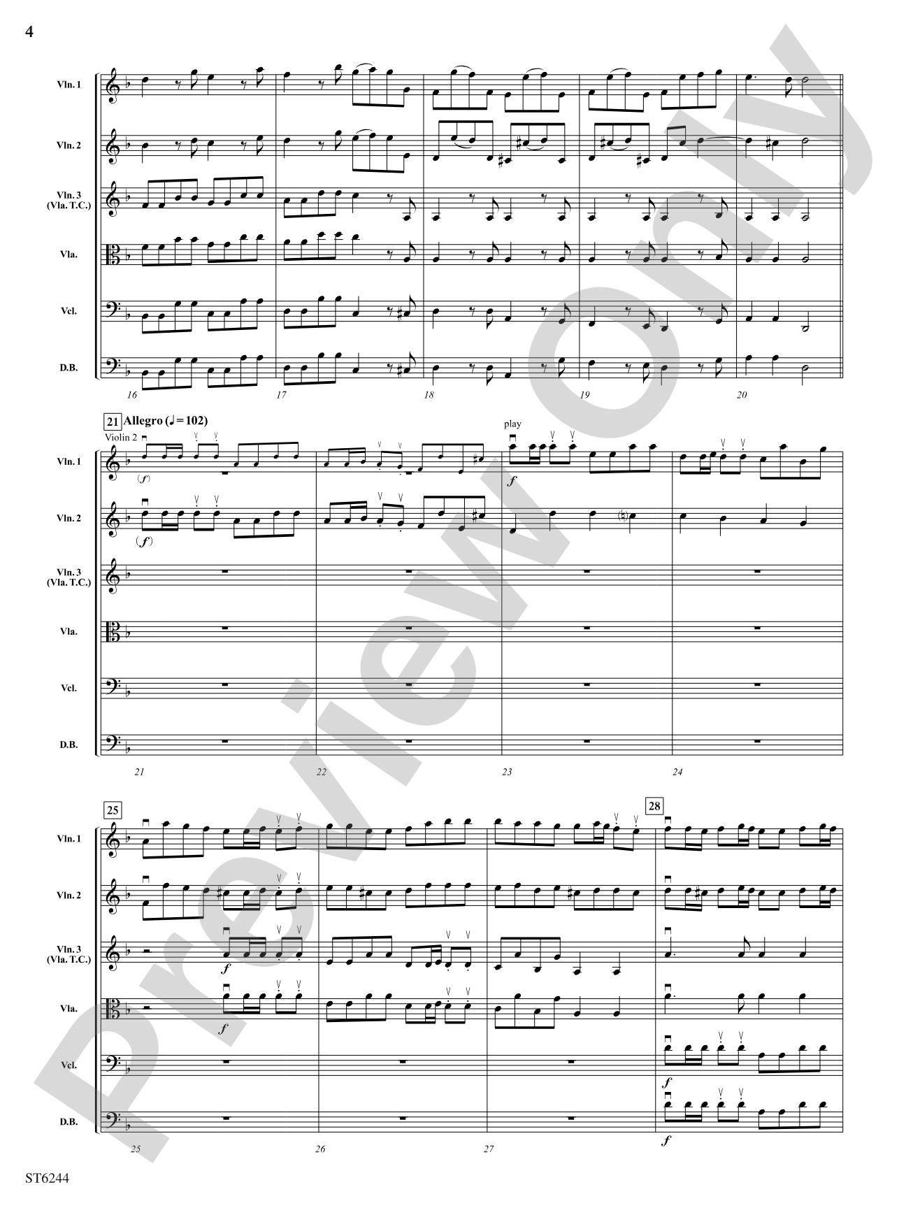 Overture to King Arthur: String Orchestra Conductor Score & Parts