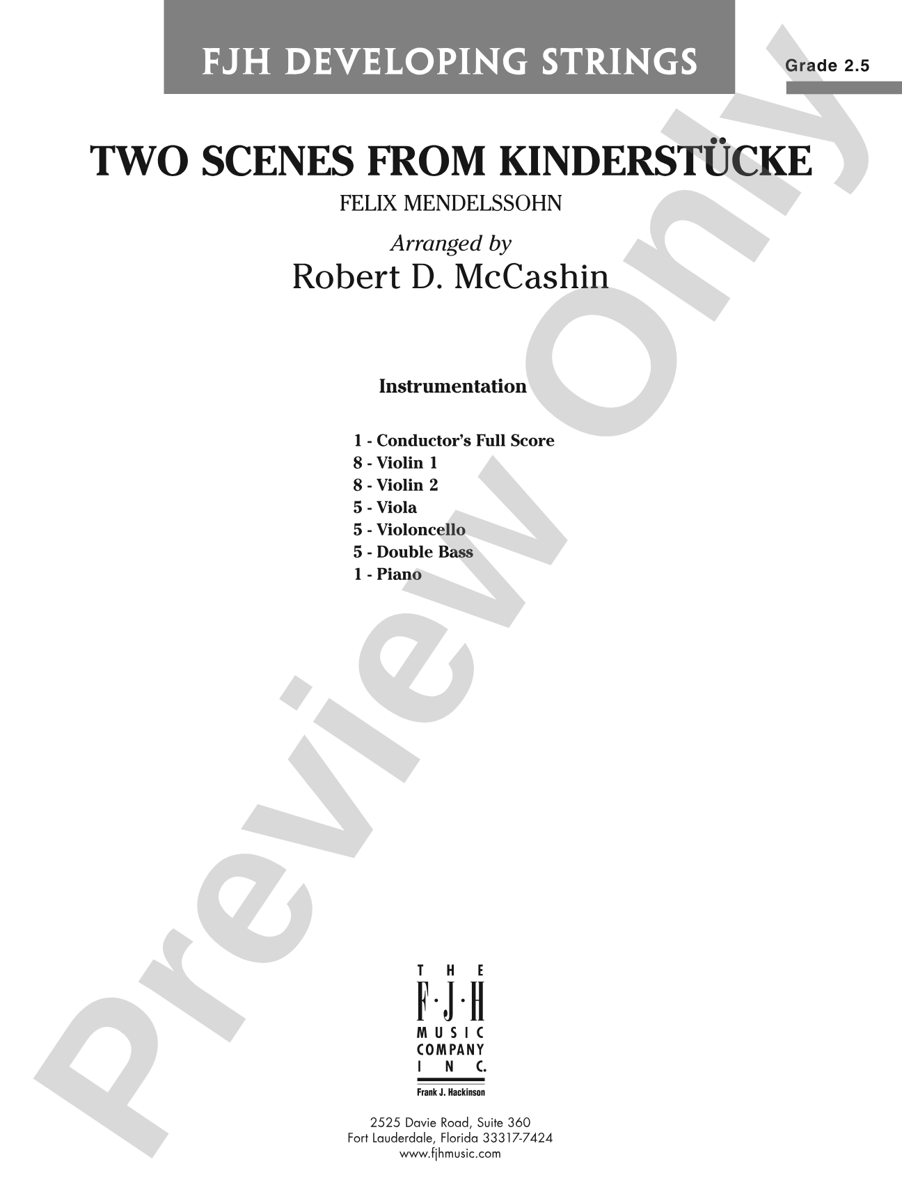 Two Scenes from Kinderstucke: String Orchestra Conductor Score & Parts