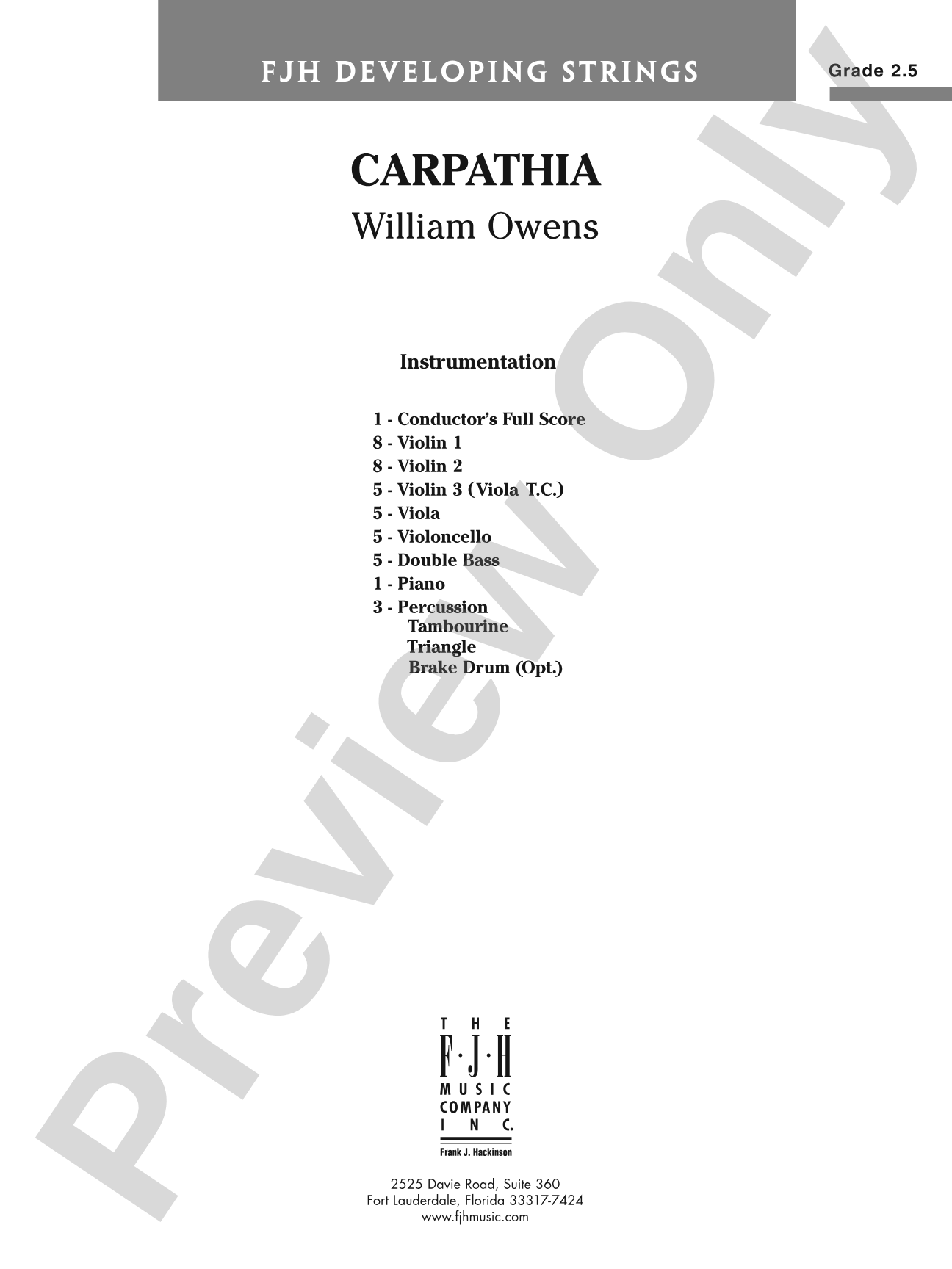 Carpathia: String Orchestra Conductor Score & Parts