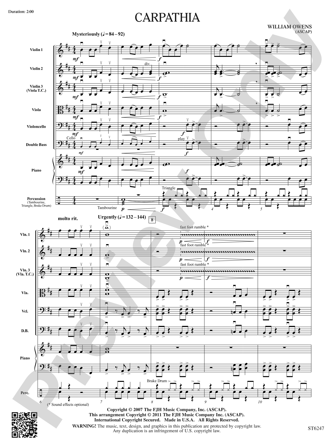 Carpathia: String Orchestra Conductor Score & Parts