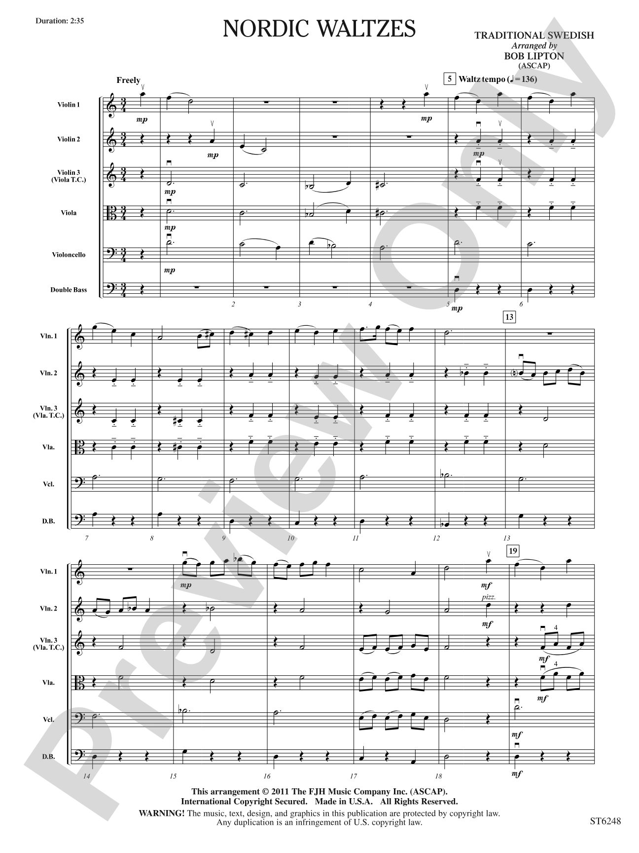 Nordic Waltzes: String Orchestra Conductor Score & Parts