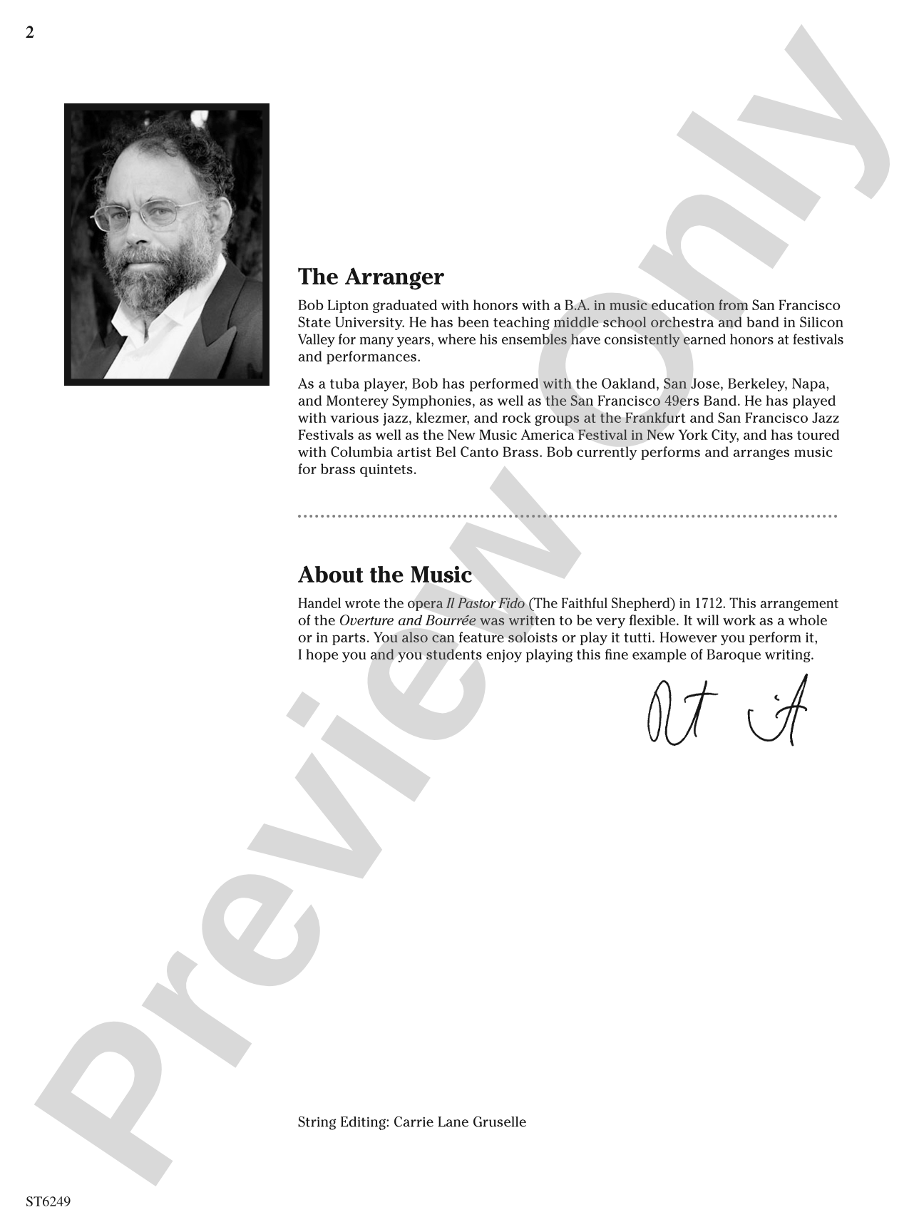 Overture and Bourree (from Il Pastor Fido): String Orchestra Conductor Score & Parts