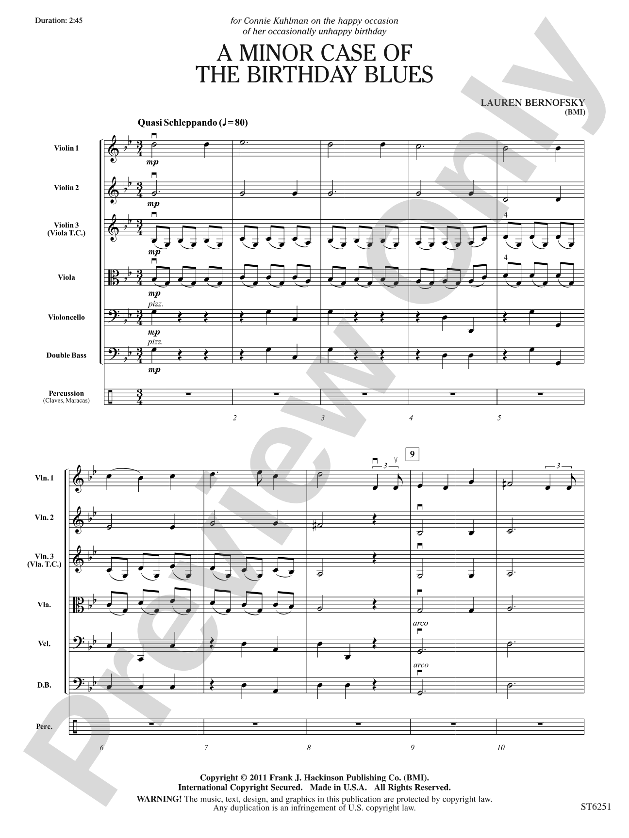 A Minor Case of the Birthday Blues: String Orchestra Conductor Score & Parts