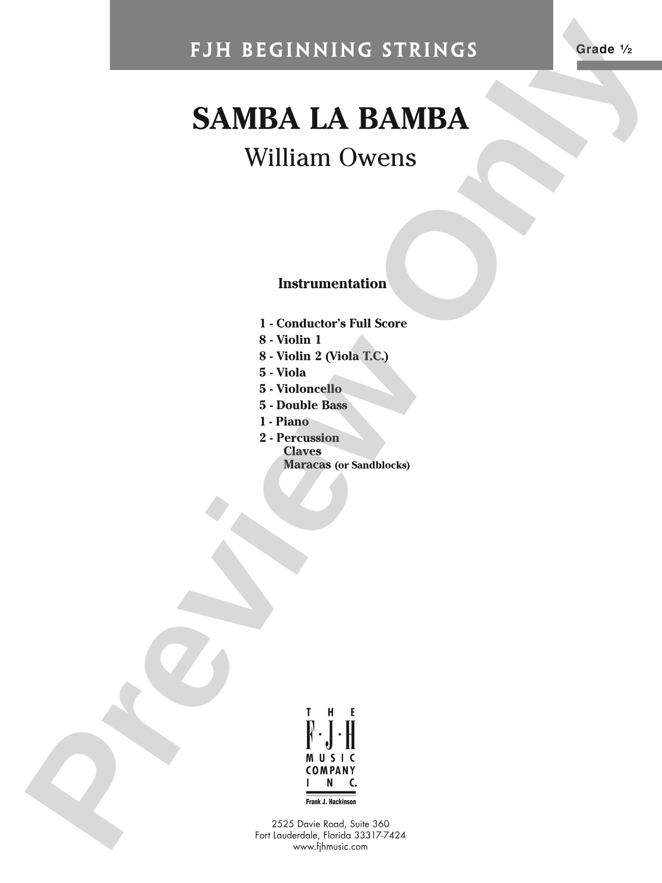 Samba La Bamba: String Orchestra Conductor Score & Parts