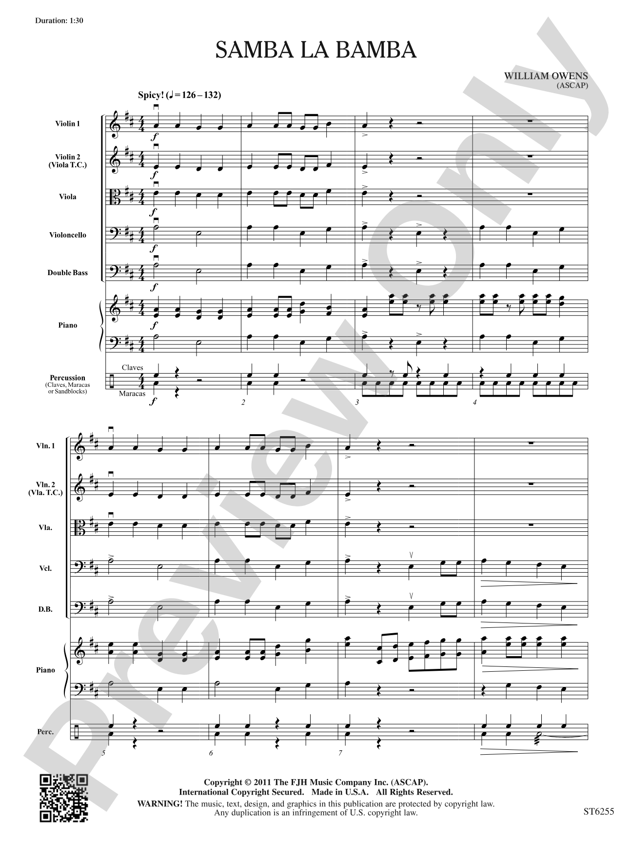 Samba La Bamba: String Orchestra Conductor Score & Parts