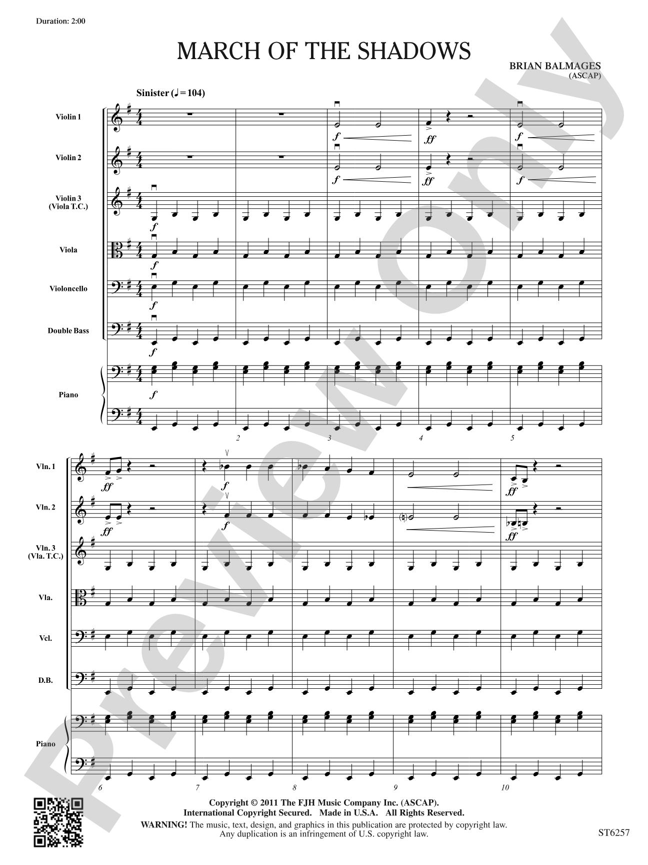 March of the Shadows: String Orchestra Conductor Score & Parts