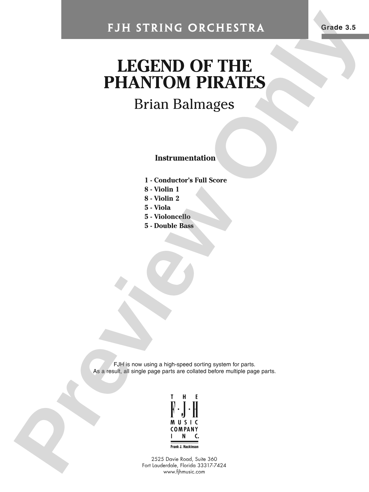 Legend of the Phantom Pirates: String Orchestra Conductor Score & Parts