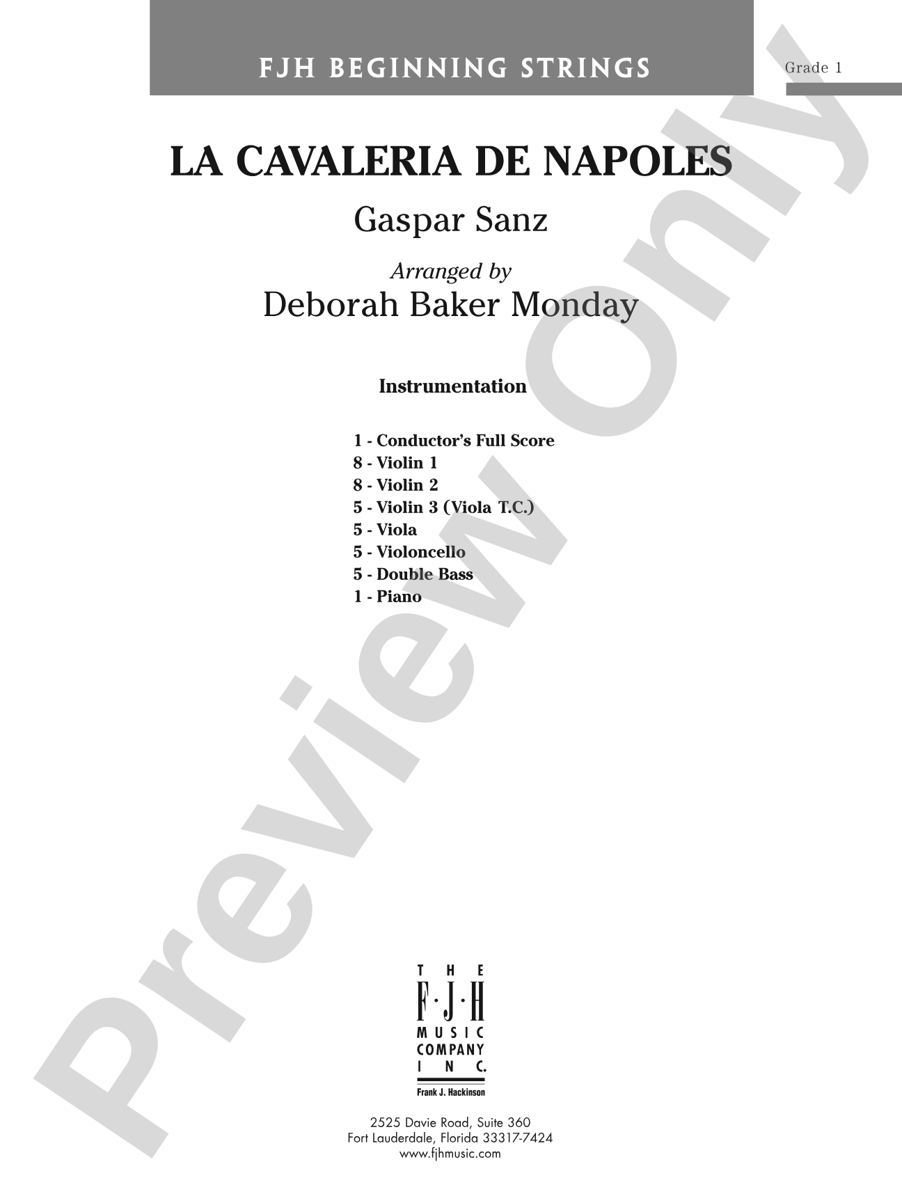 La Cavaleria de Napoles: String Orchestra Conductor Score & Parts