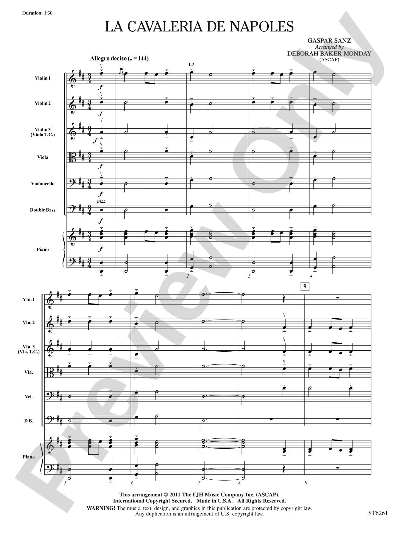 La Cavaleria de Napoles: String Orchestra Conductor Score & Parts