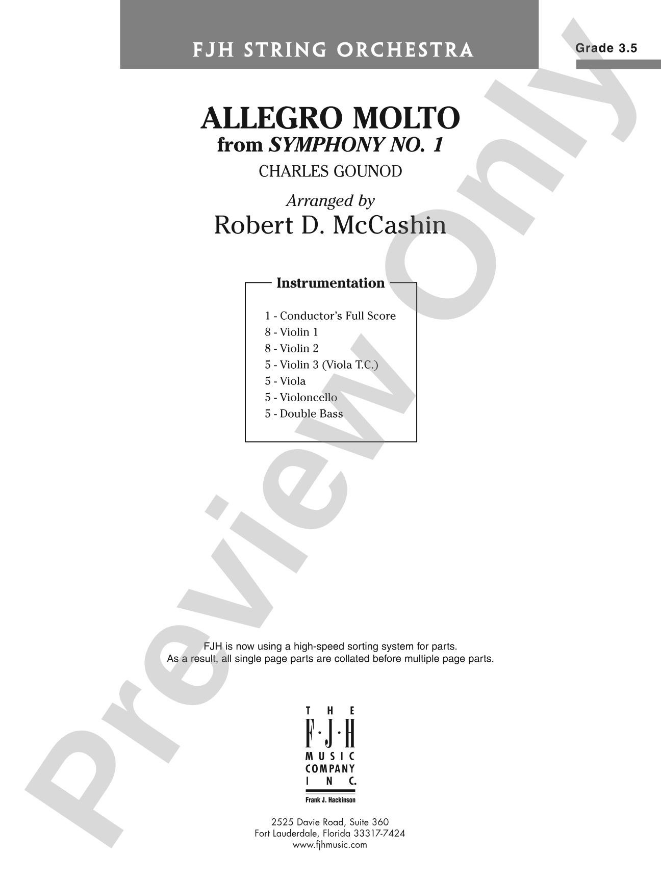 Allegro Molto from Symphony No.1: String Orchestra Conductor Score & Parts