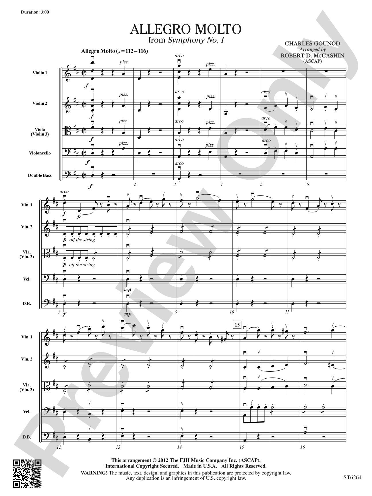 Allegro Molto from Symphony No.1: String Orchestra Conductor Score & Parts