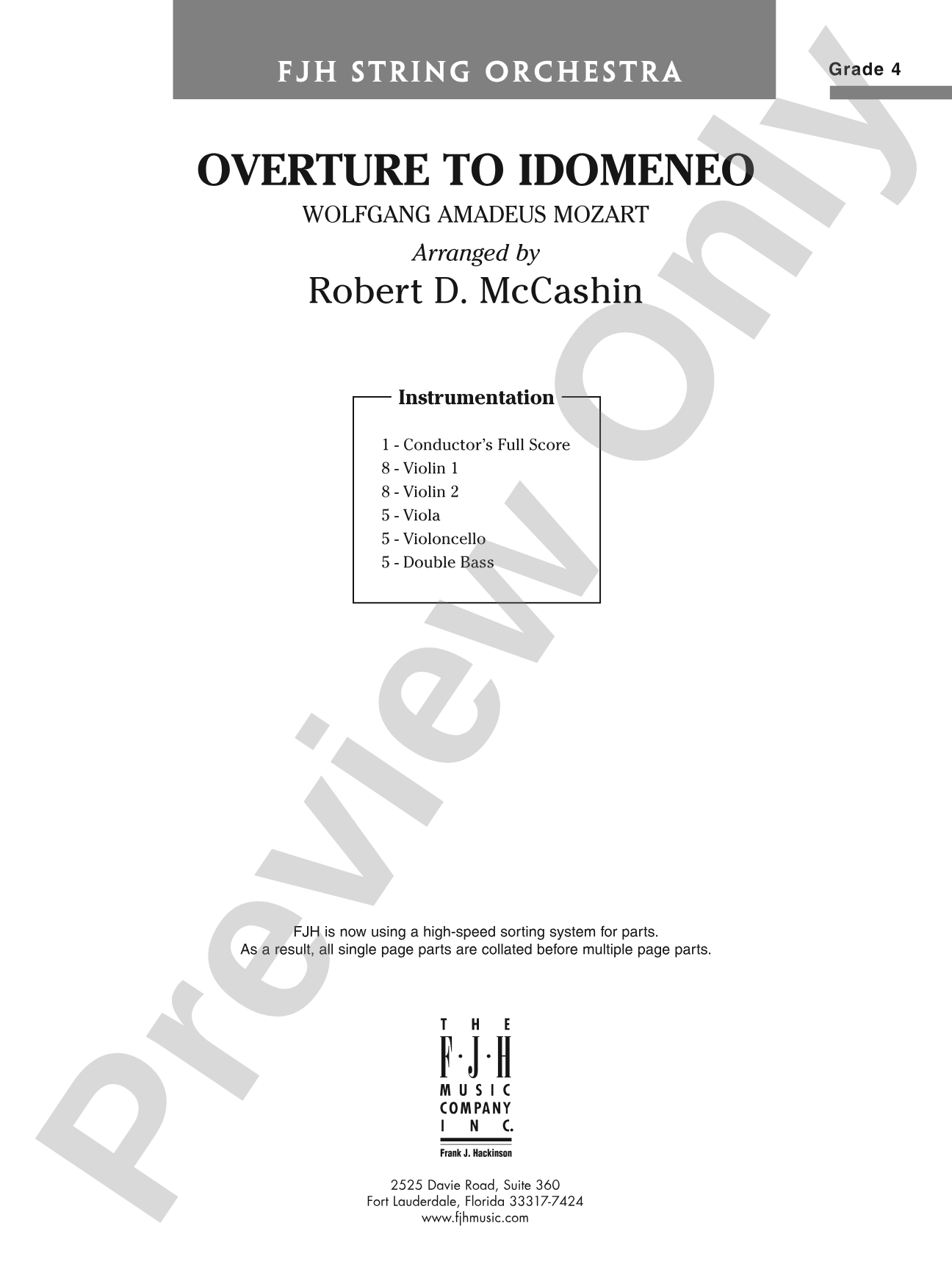 Overture to Idomeneo: Score