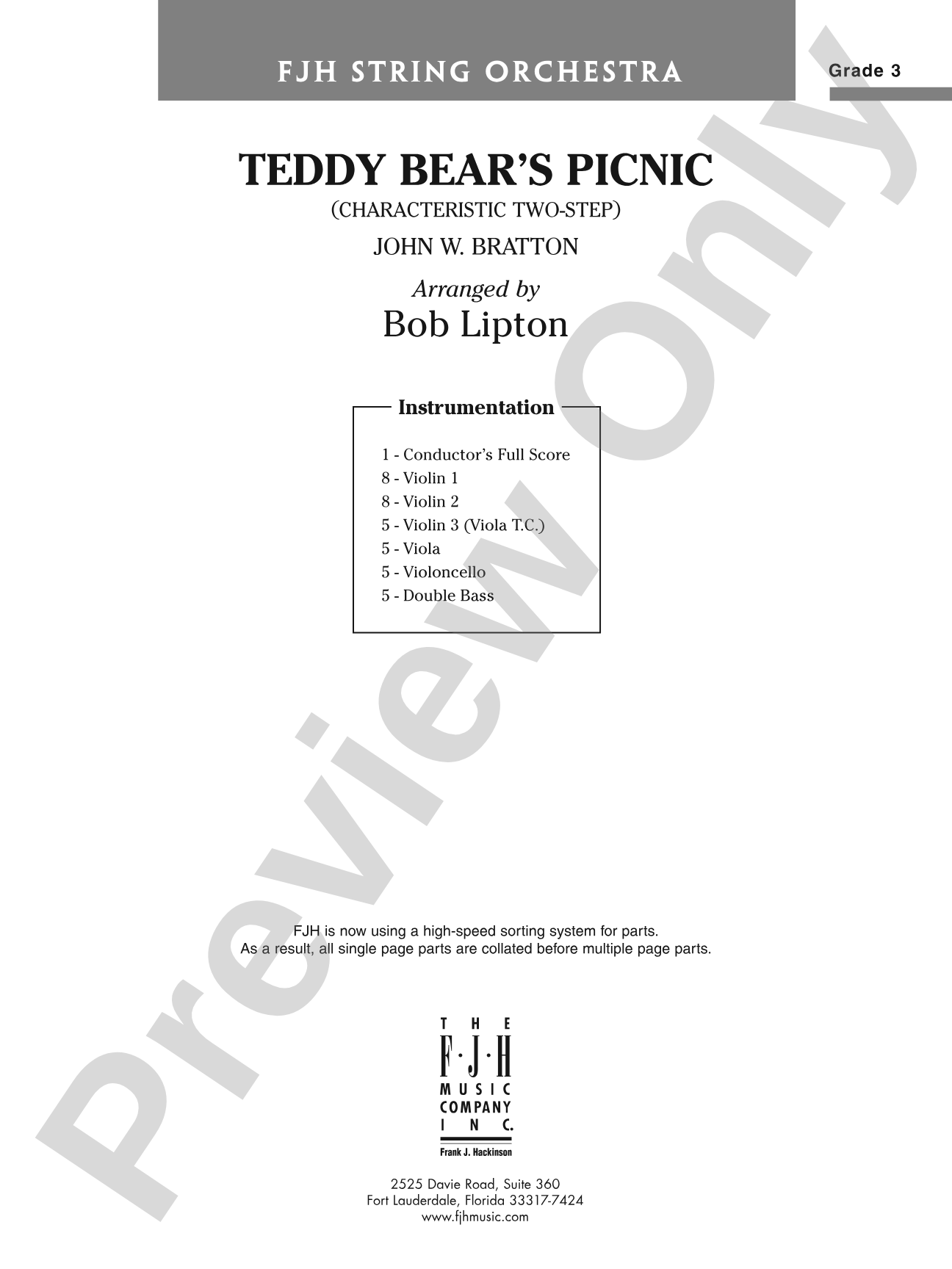 Teddy Bear's Picnic: String Orchestra Conductor Score & Parts