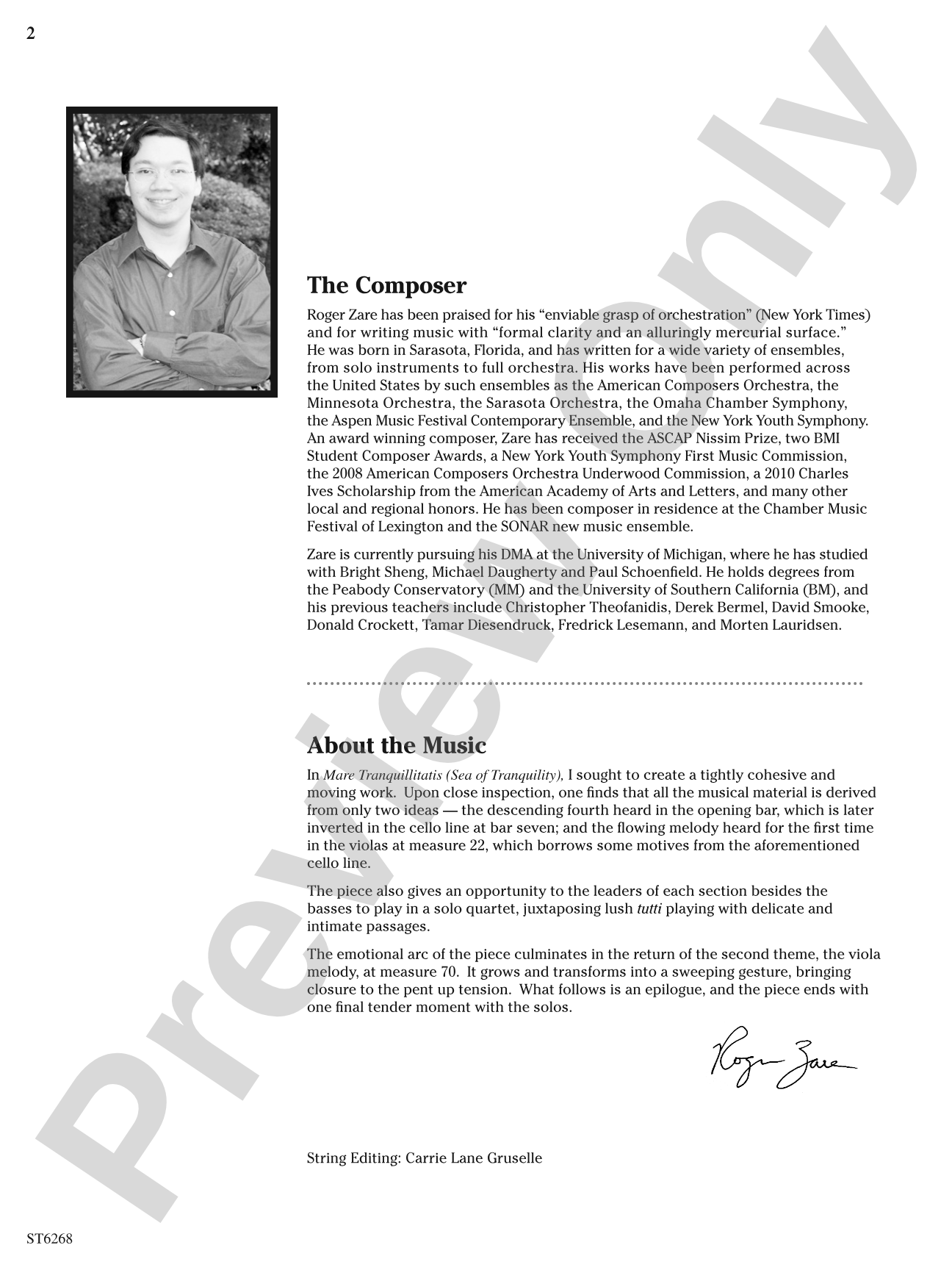 Mare Tranquillitatis: String Orchestra Conductor Score & Parts