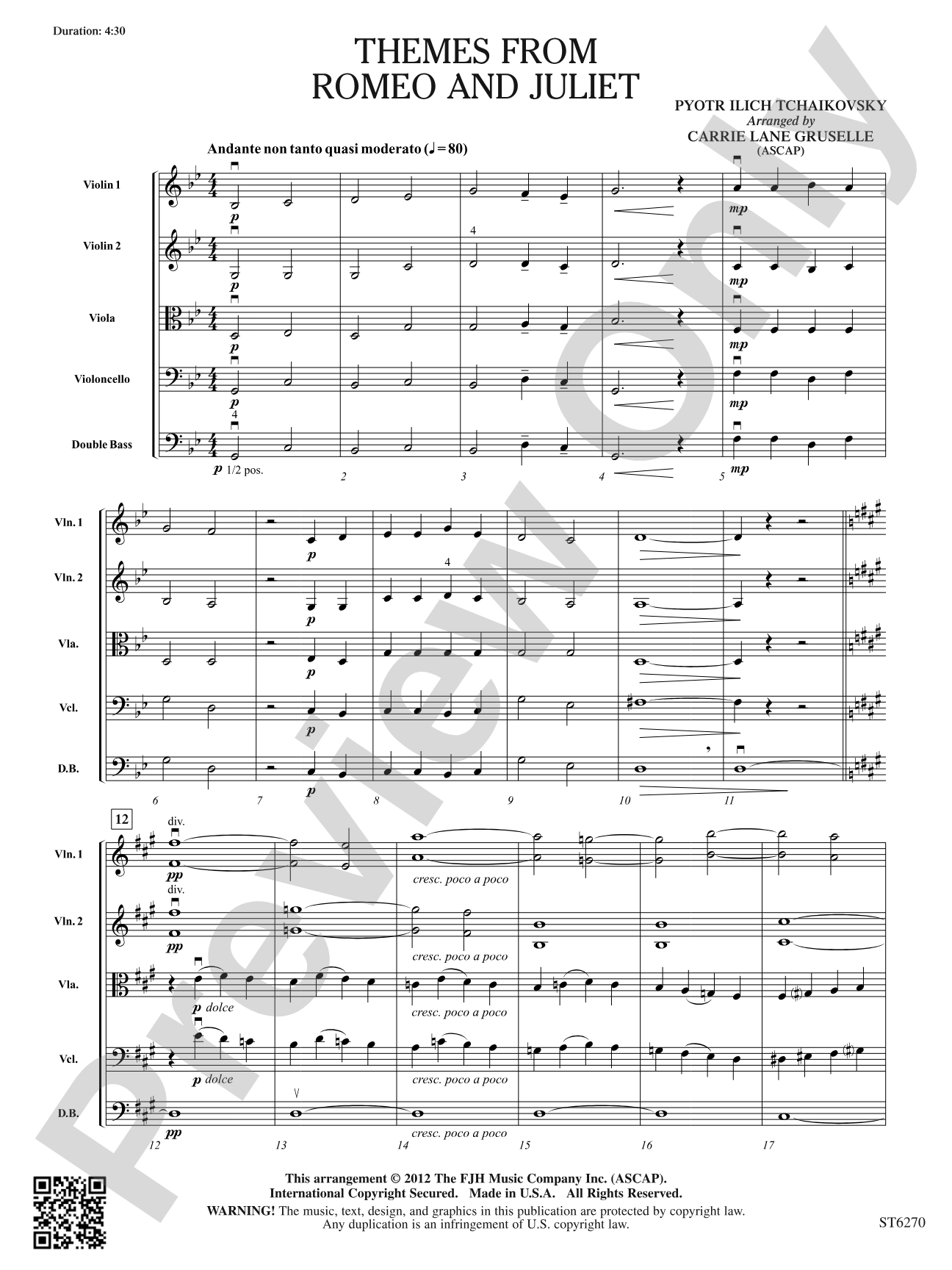 Themes from Romeo and Juliet: String Orchestra Conductor Score & Parts